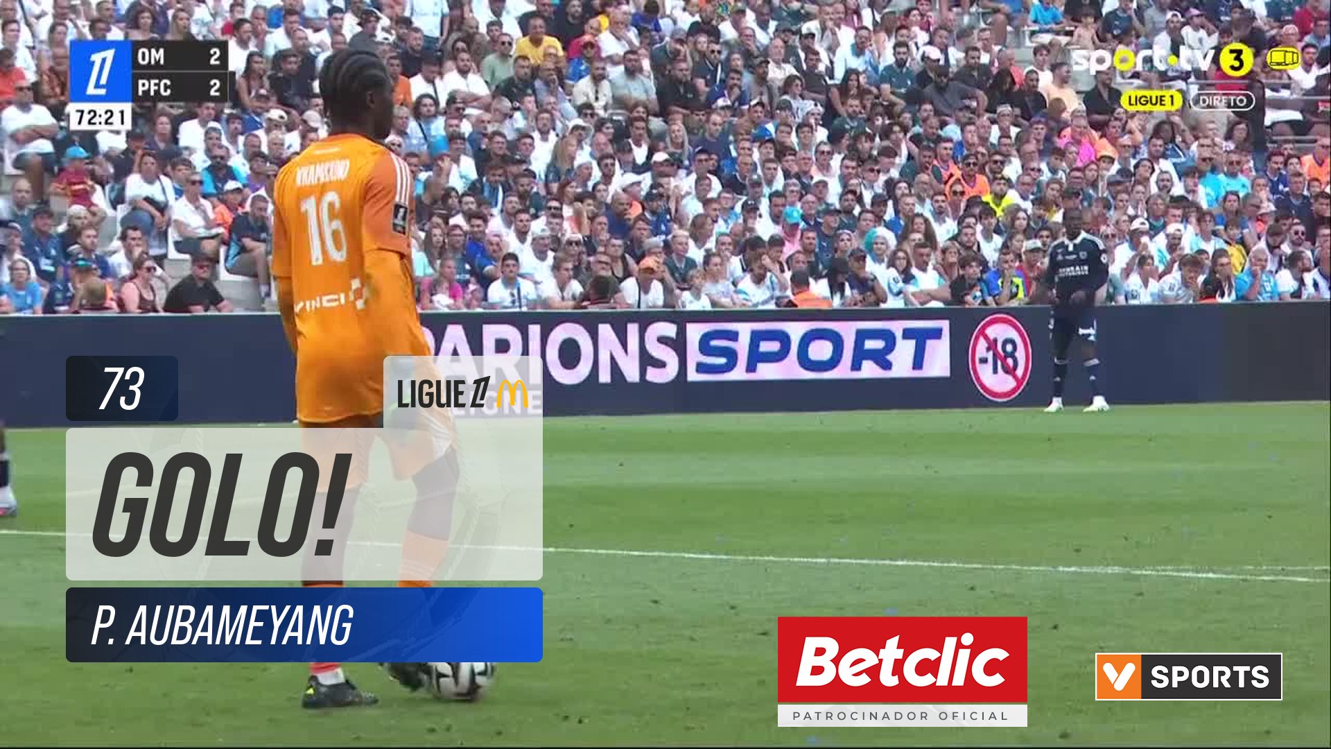 GOLO! Marselha, P. Aubameyang aos 73', Marselha 3-2 Paris FC