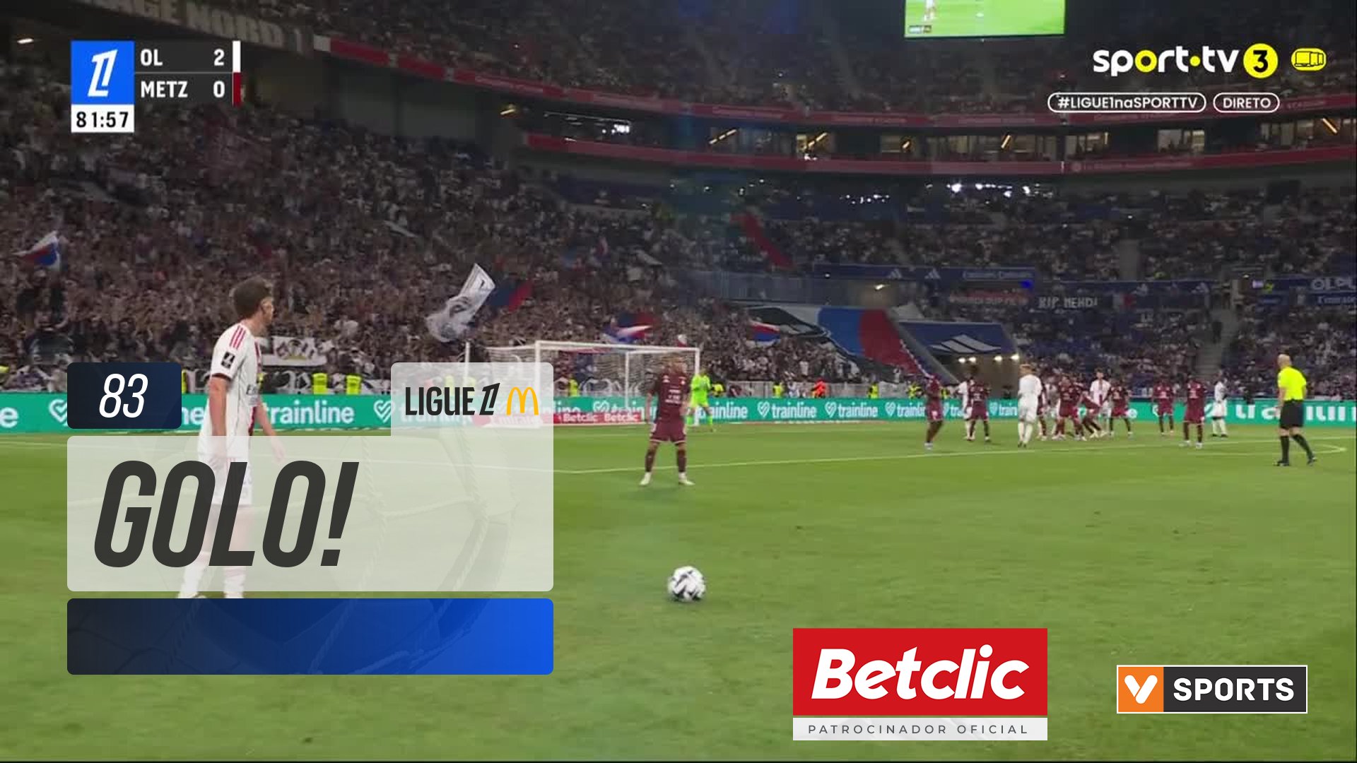 GOLO! Lyon, A. Karabec aos 83', Lyon 3-0 Metz