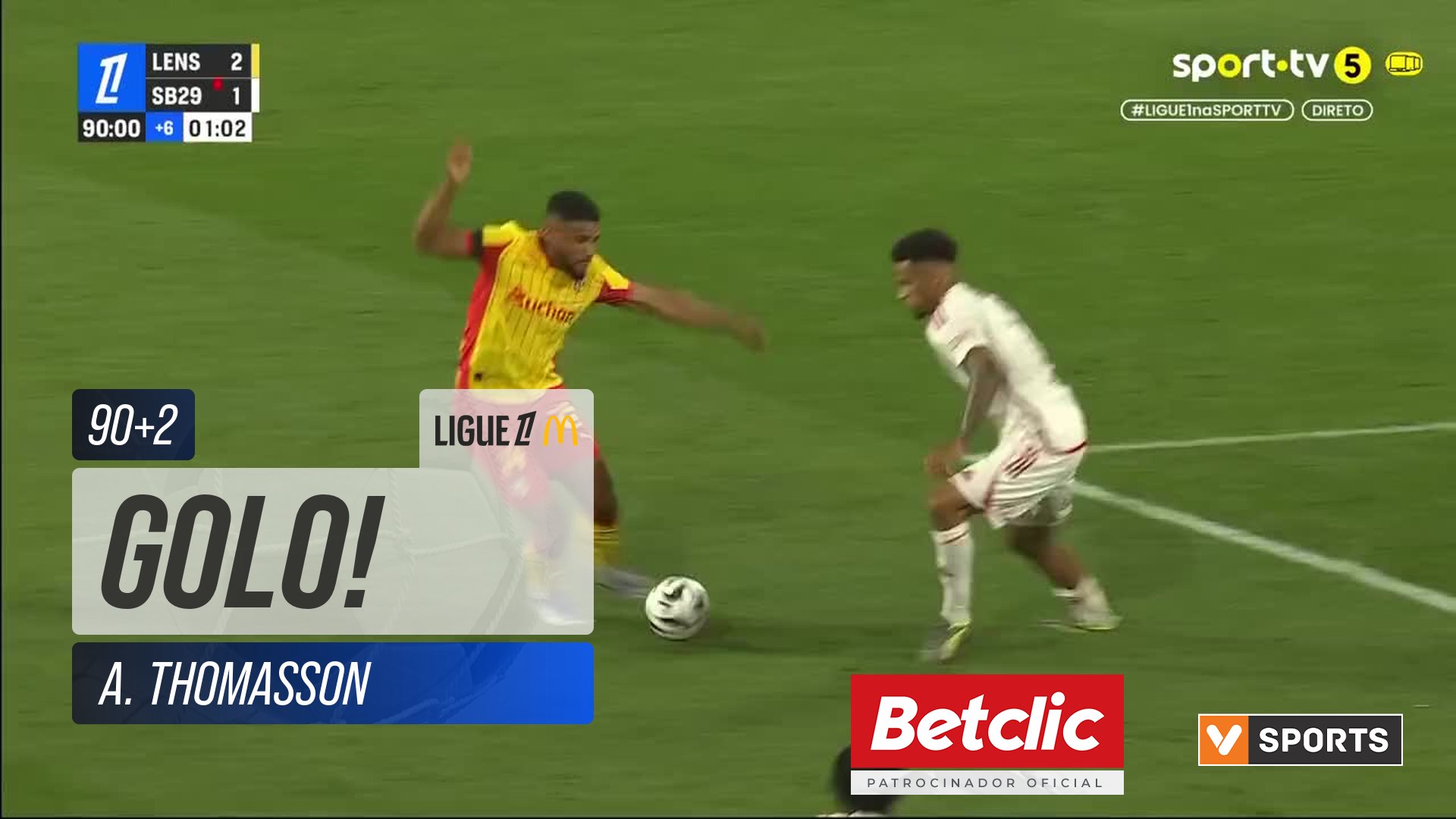 GOLO! Lens, A. Thomasson aos 90'+2', Lens 3-1 Brest