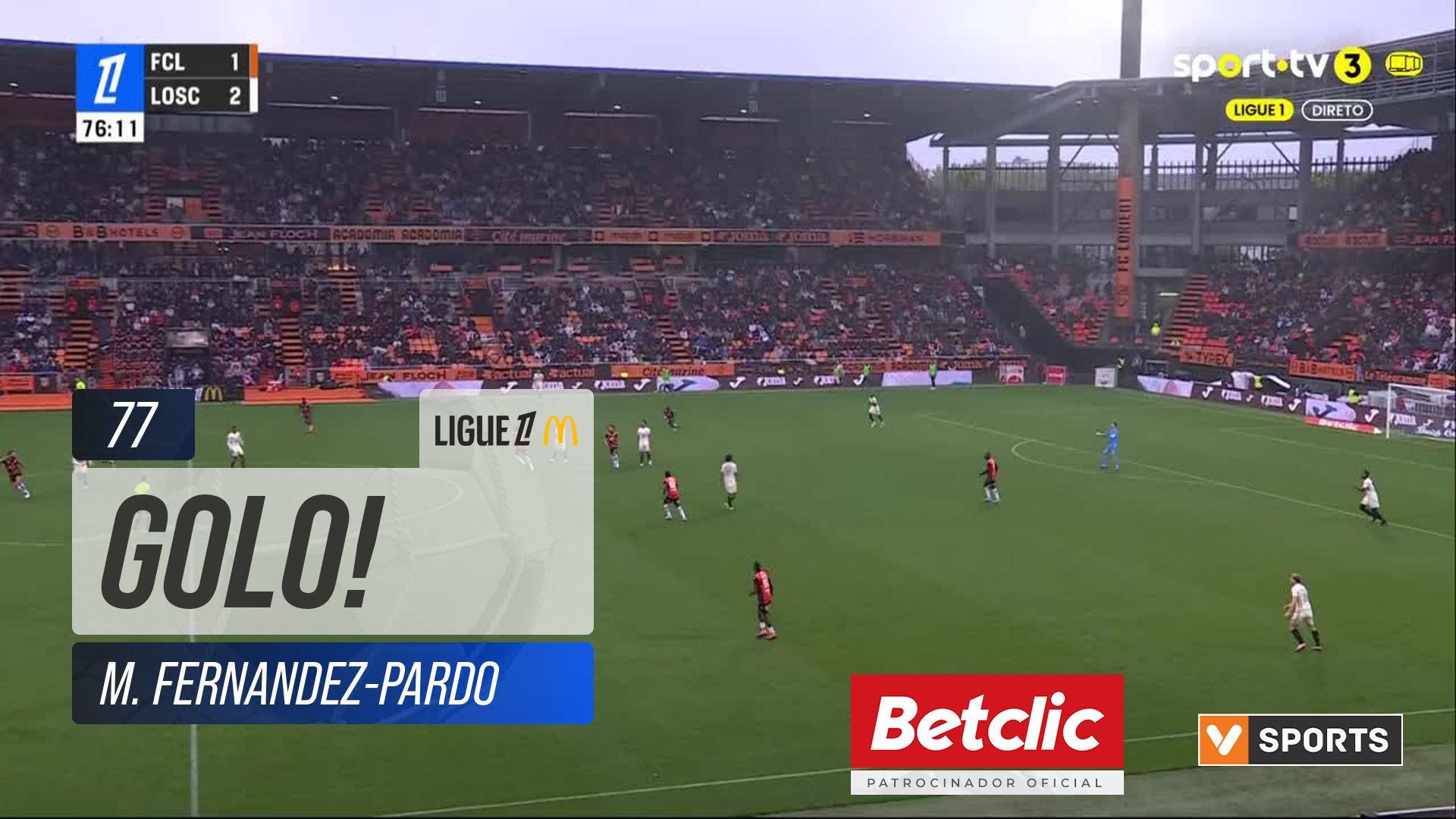 GOLO! Lille, M. Fernandez-Pardo aos 77', Lorient 1-3 Lille