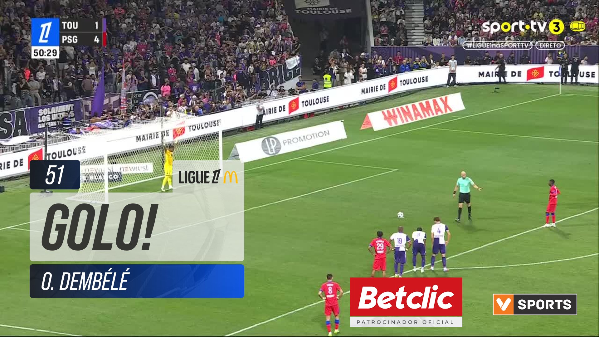 GOLO! PSG, O. Dembélé aos 51', Toulouse 1-5 PSG