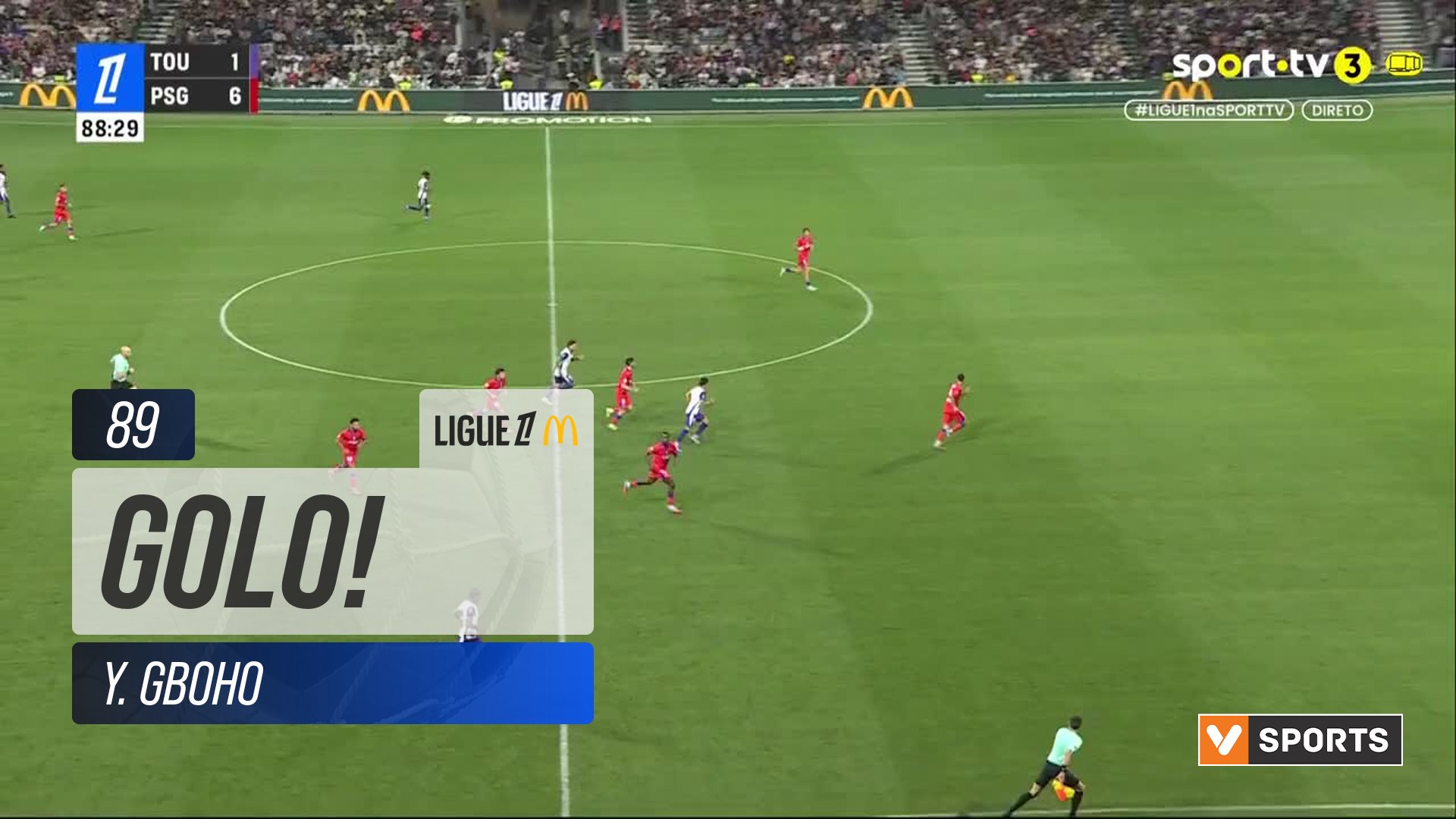 GOLO! Toulouse, Y. Gboho aos 89', Toulouse 2-6 PSG