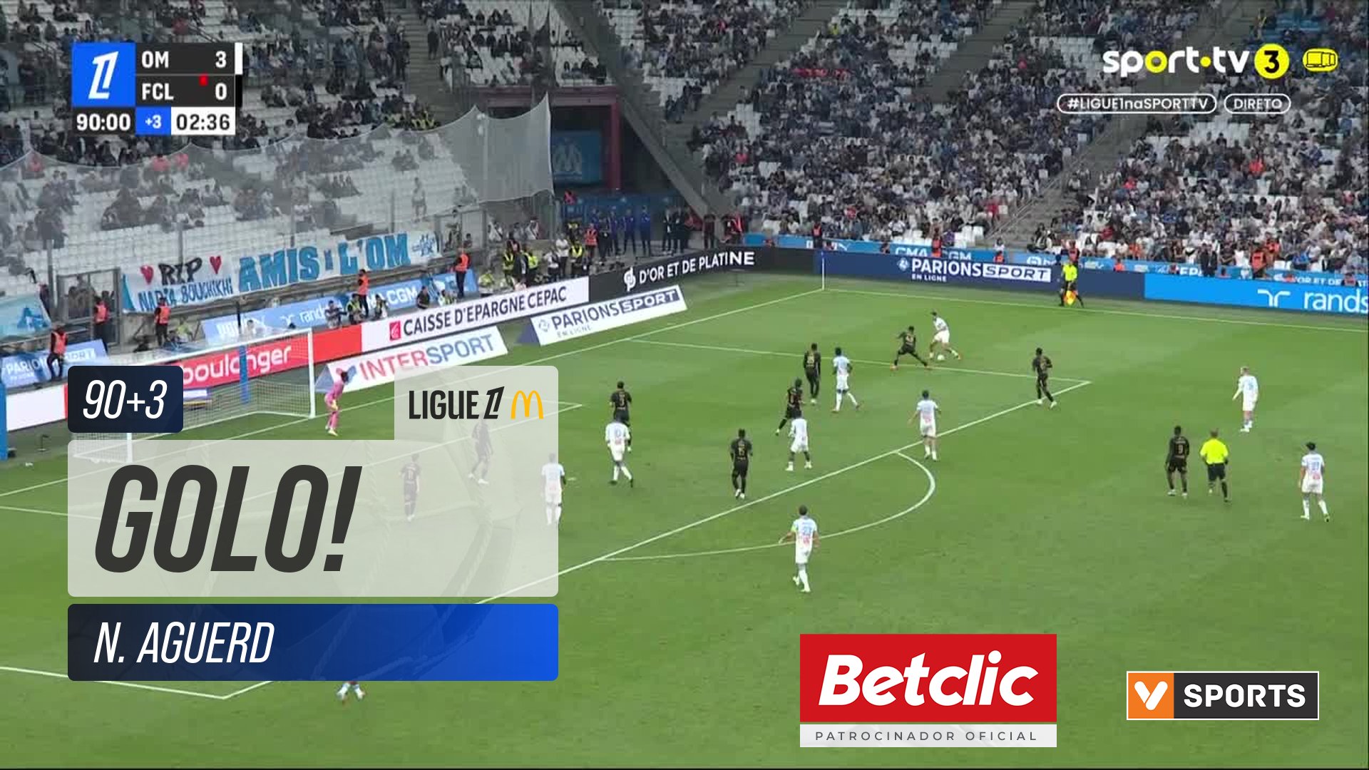 GOLO! Marselha, N. Aguerd aos 90'+3', Marselha 4-0 Lorient