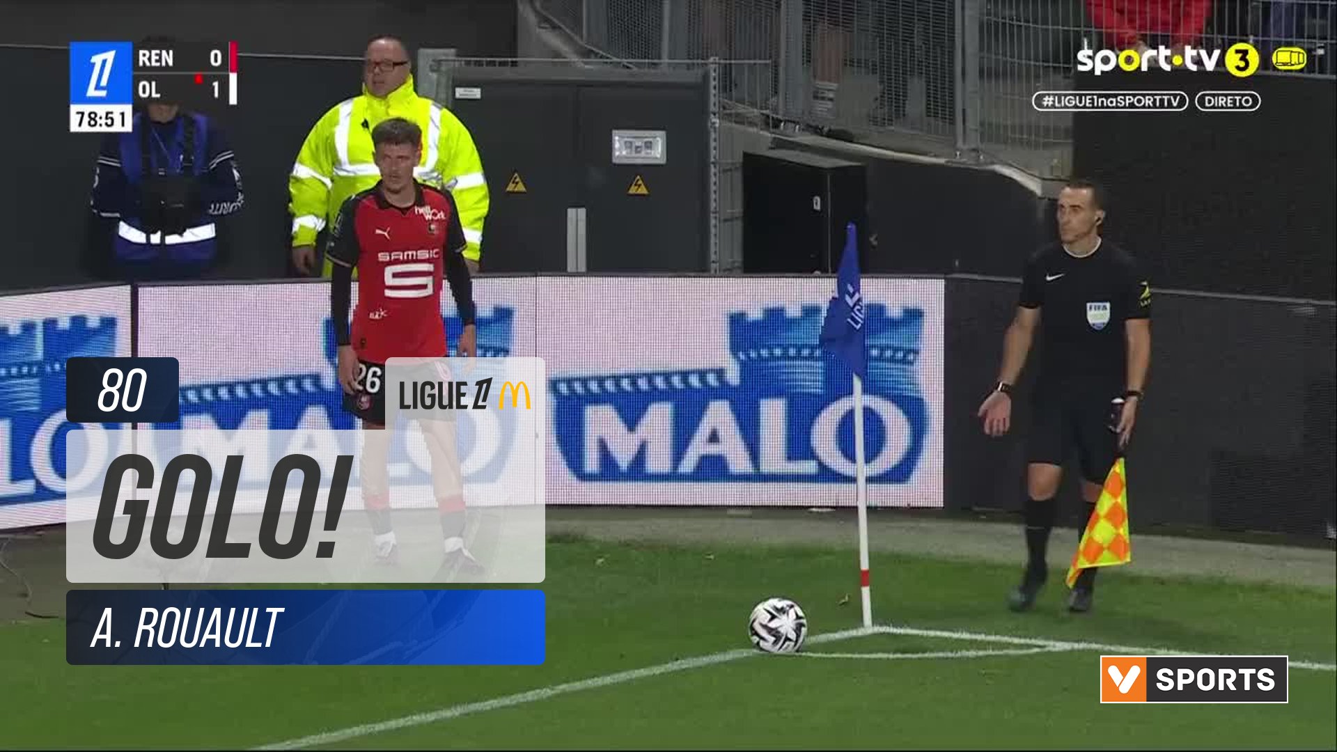 GOLO! Rennes, A. Rouault aos 80', Rennes 1-1 Lyon