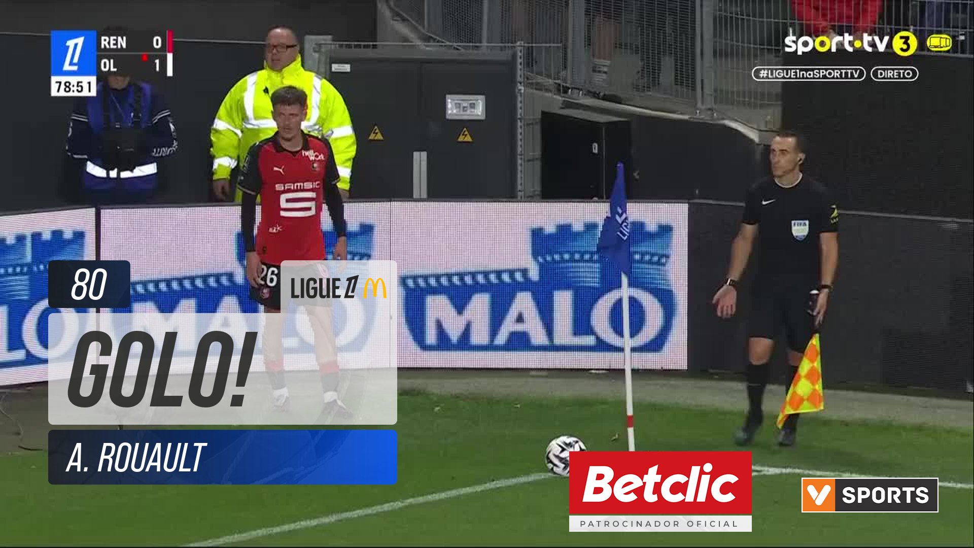 GOLO! Rennes, A. Rouault aos 80', Rennes 1-1 Lyon