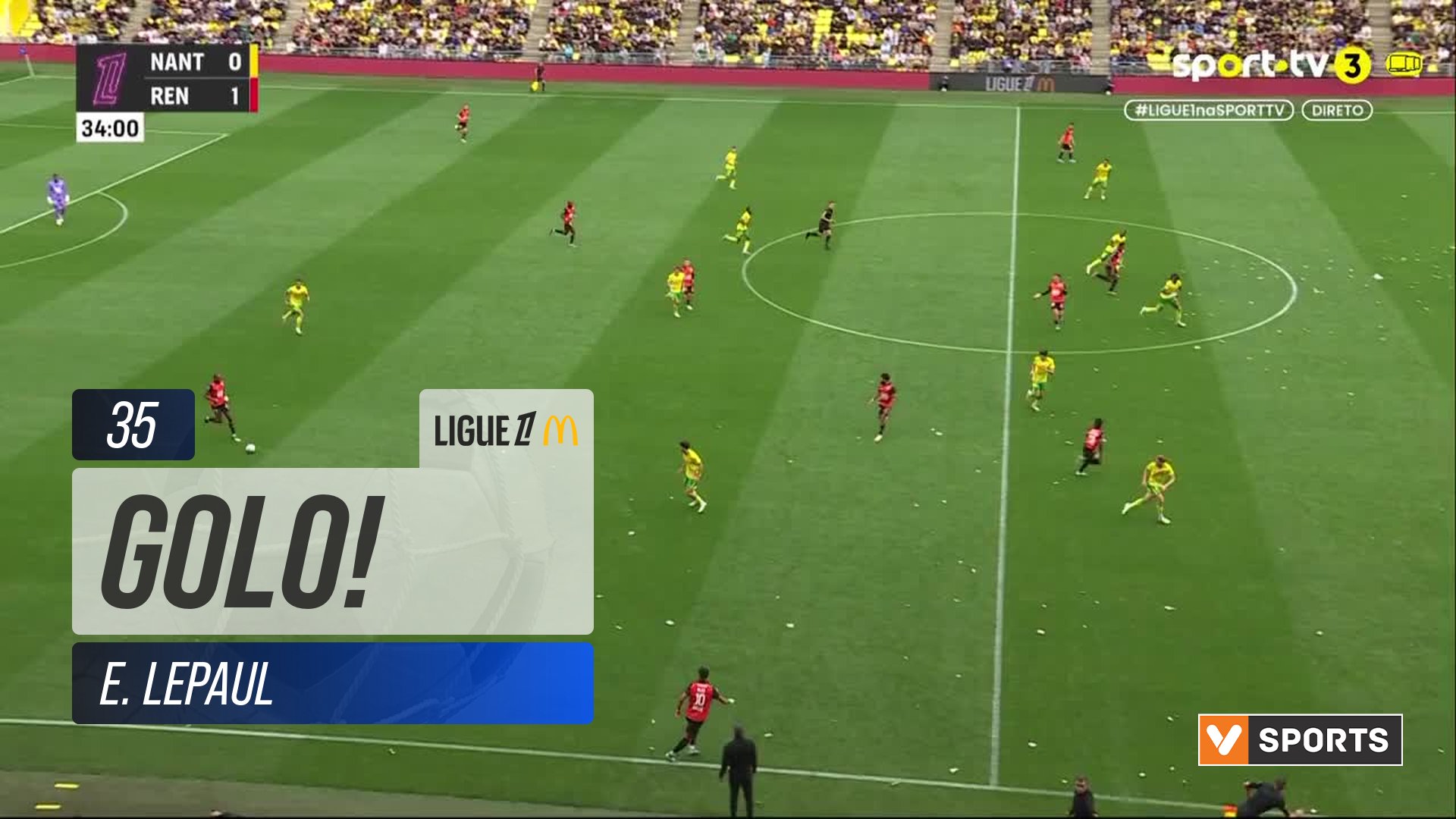 GOLO! Rennes, E. Lepaul aos 35', Nantes 0-2 Rennes
