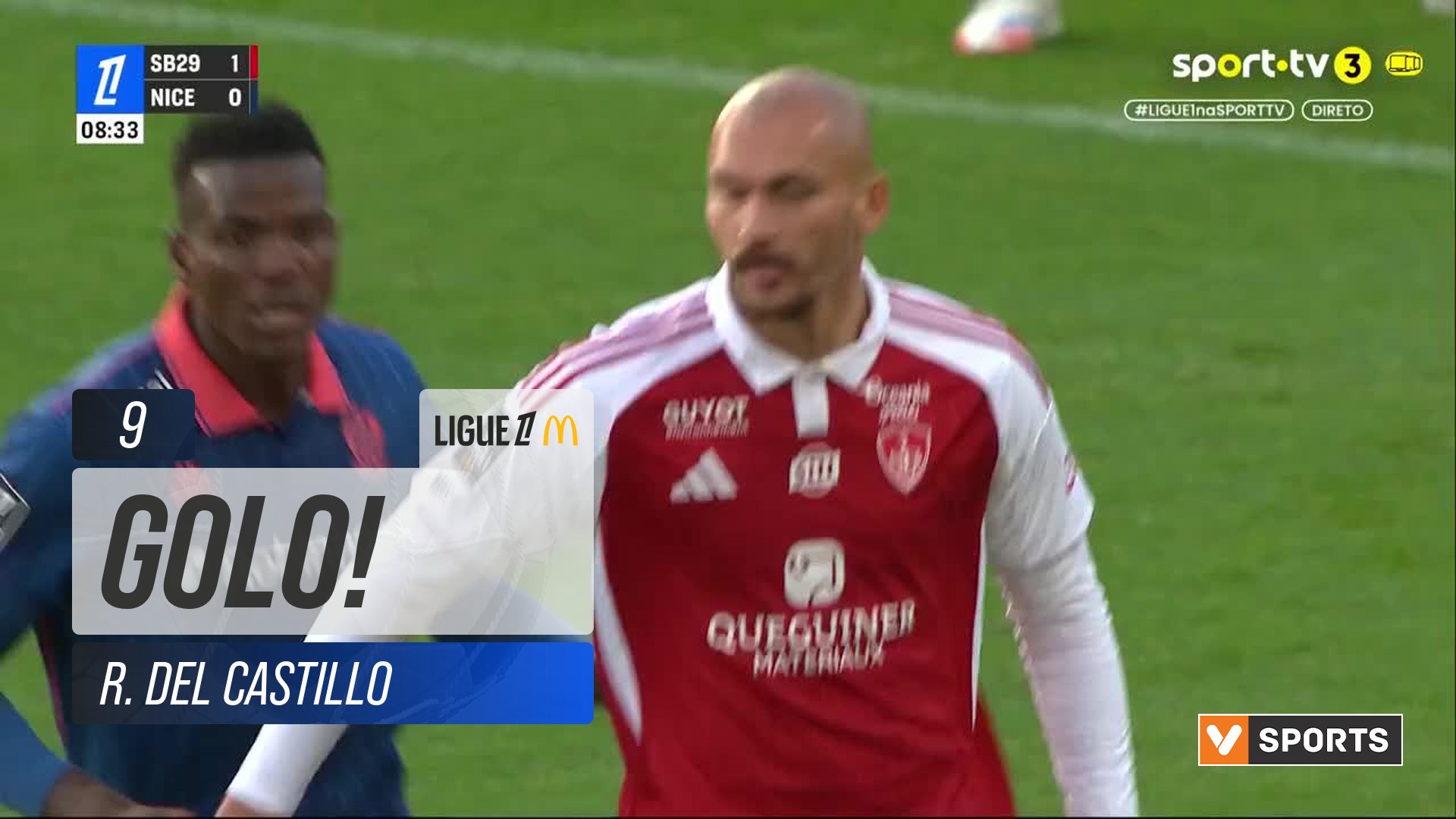 GOLO! Brest, R. Del Castillo aos 9', Brest 2-0 Nice