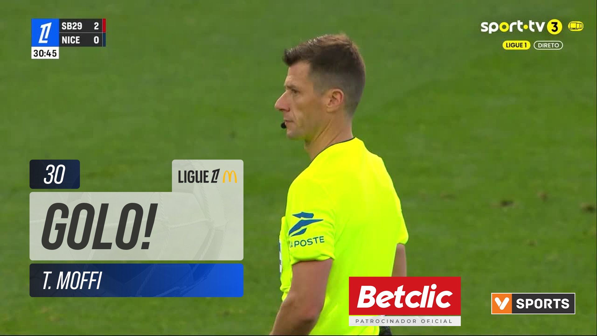 GOLO! Nice, T. Moffi aos 30', Brest 2-1 Nice