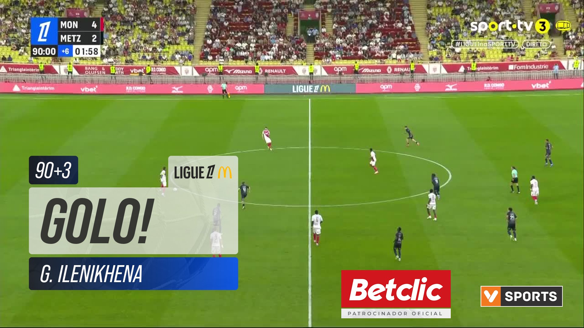 GOLO! Monaco, g. Ilenikhena aos 90'+3', Monaco 5-2 Metz