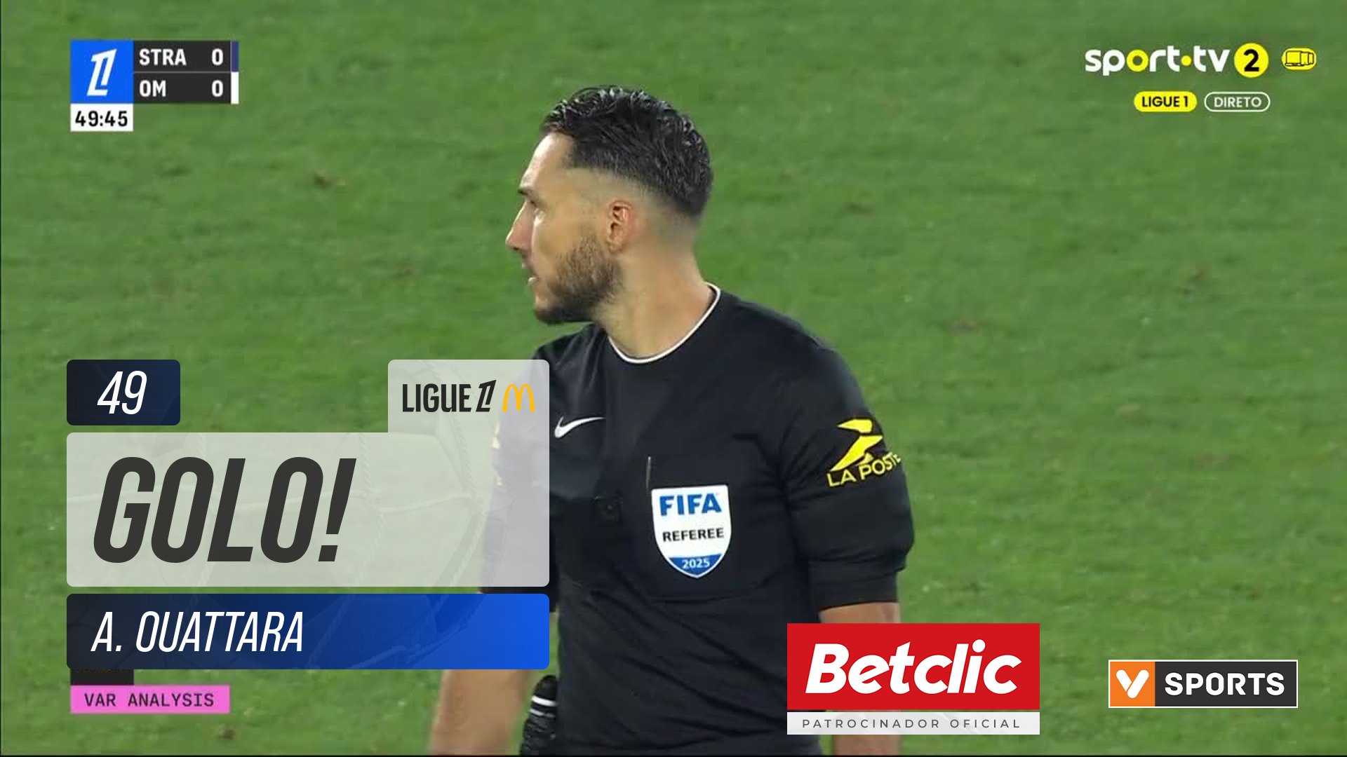 GOLO! Strasbourg, A. Ouattara aos 49', Strasbourg 1-0 Marselha