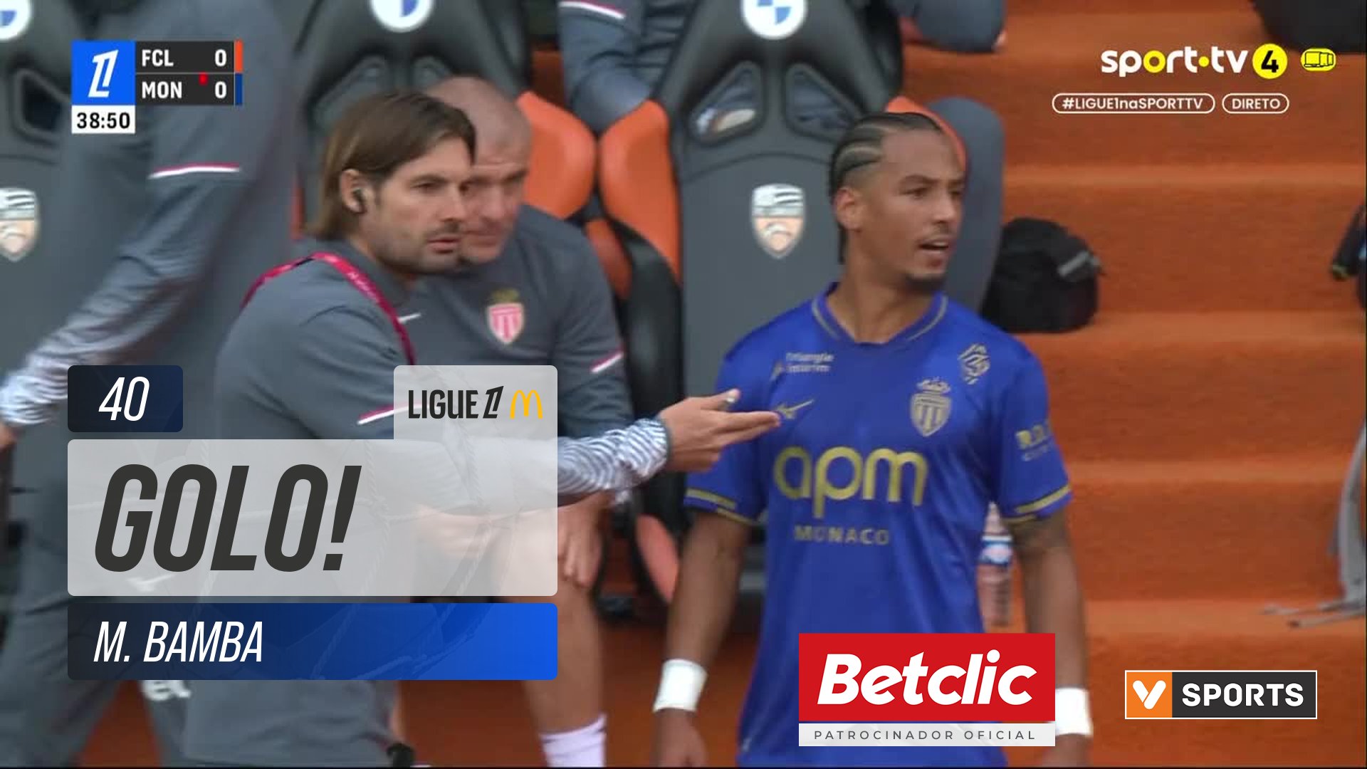 GOLO! Lorient, M. Bamba aos 40', Lorient 1-0 Monaco
