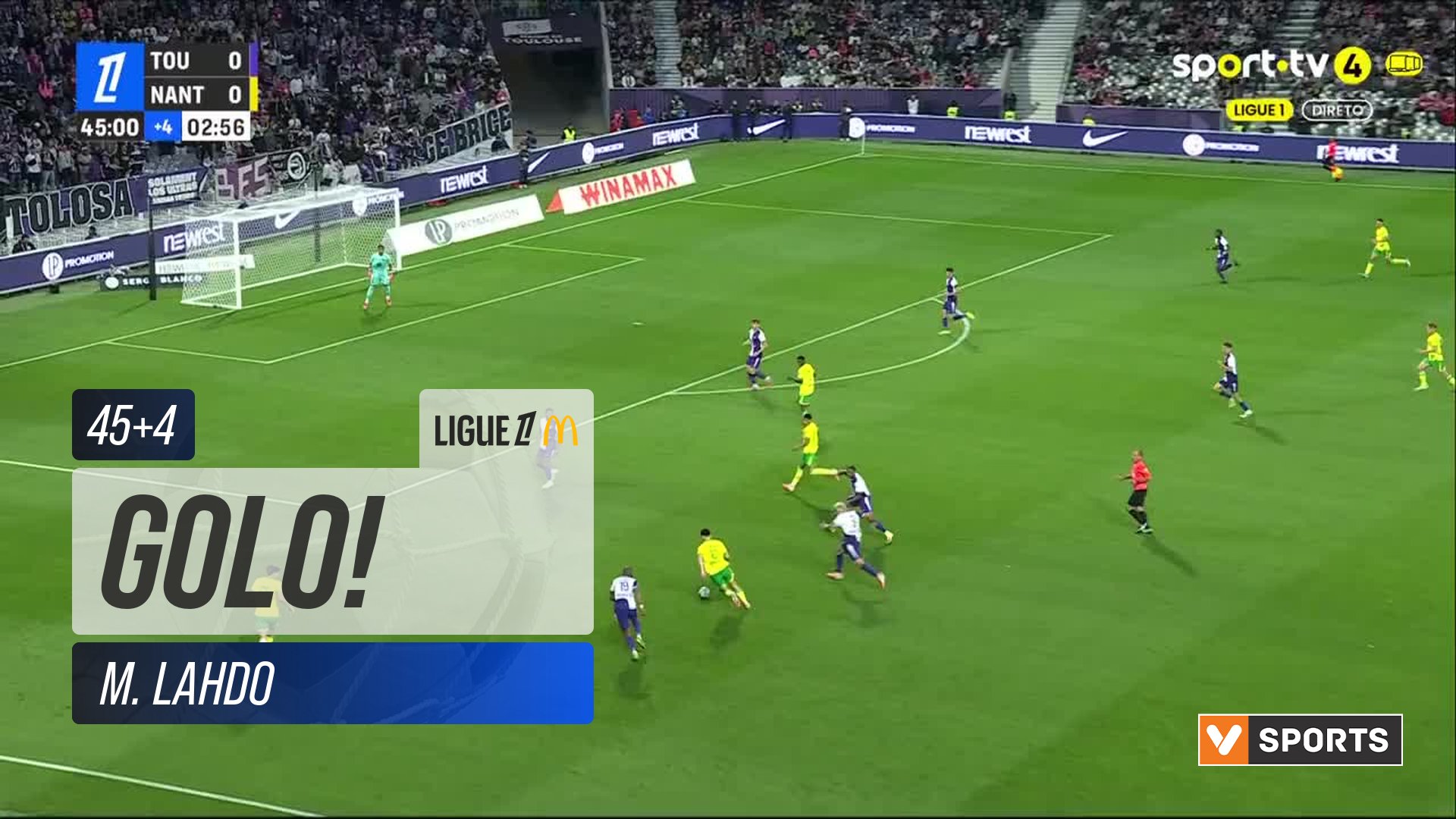 GOLO! Nantes, M. Lahdo aos 45'+4', Toulouse 0-1 Nantes