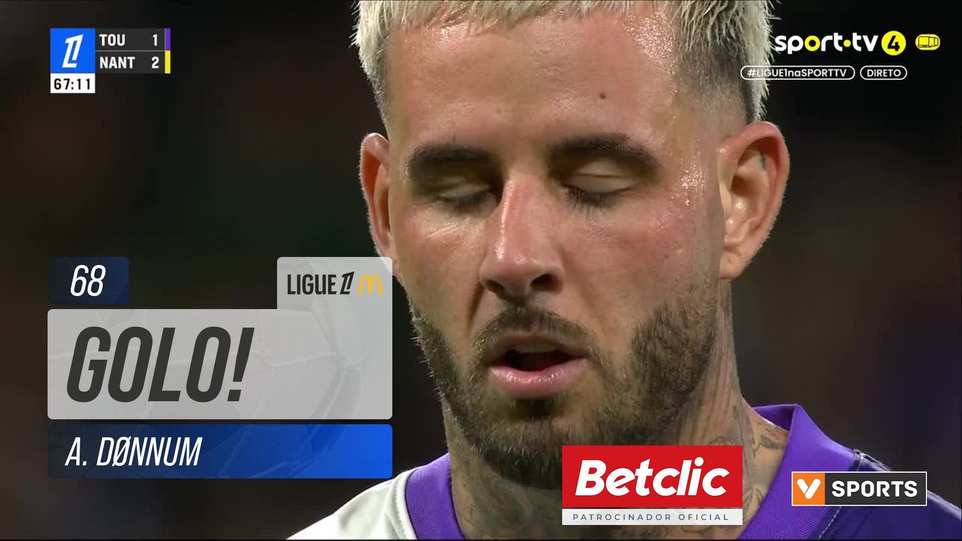 GOLO! Toulouse, A. Dønnum aos 68', Toulouse 2-2 Nantes