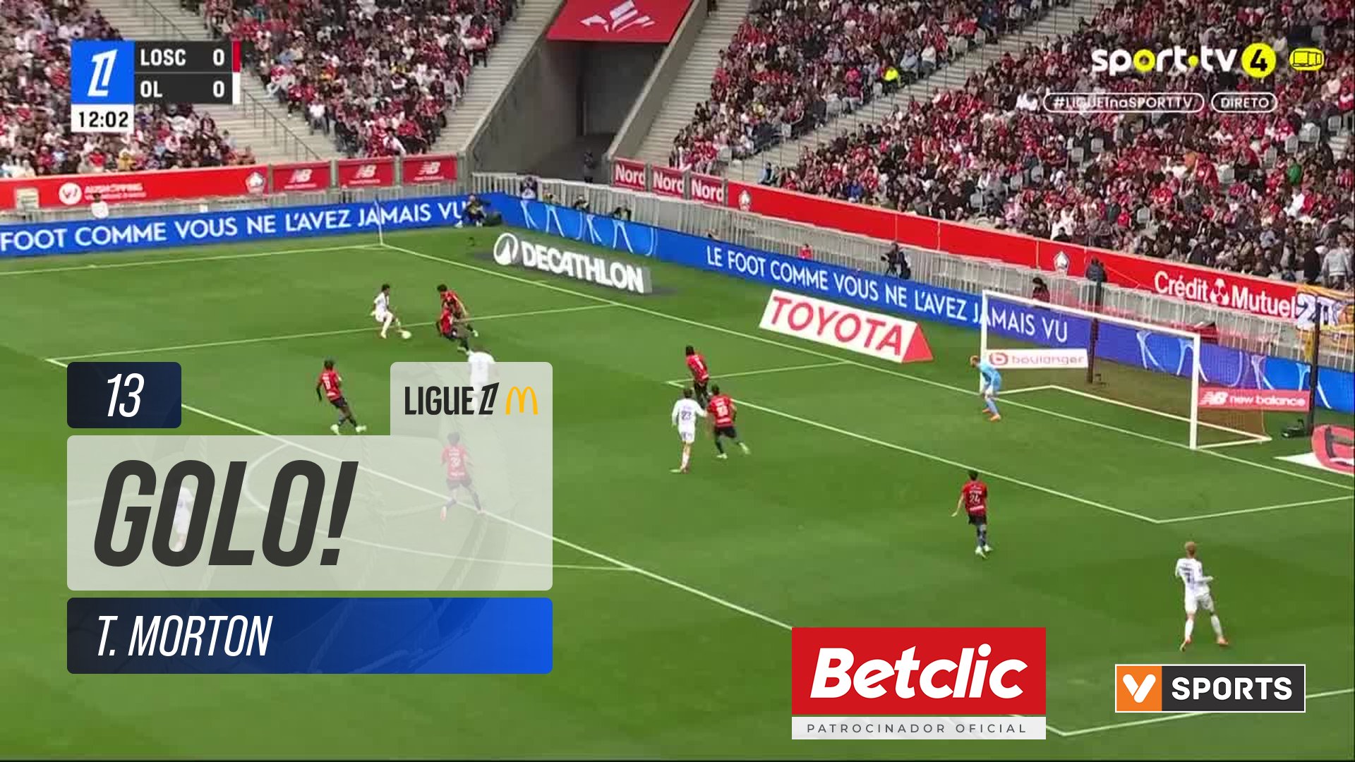 GOLO! Lyon, T. Morton aos 13', Lille 0-1 Lyon