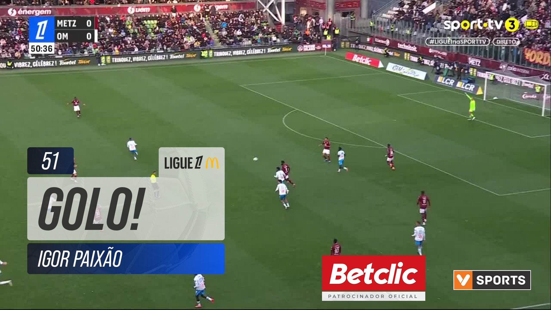 GOLO! Marselha, Igor Paixão aos 51', Metz 0-1 Marselha