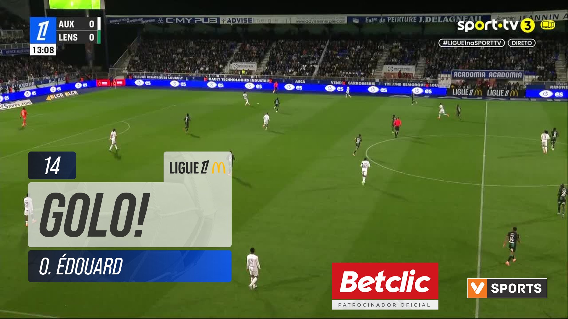 GOLO! Lens, O. Édouard aos 14', Auxerre 0-1 Lens