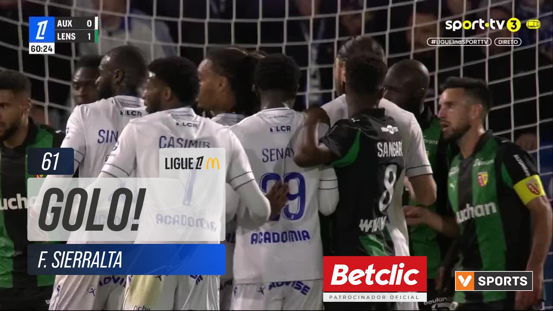 GOLO! Auxerre, F. Sierralta aos 61', Auxerre 1-1 Lens