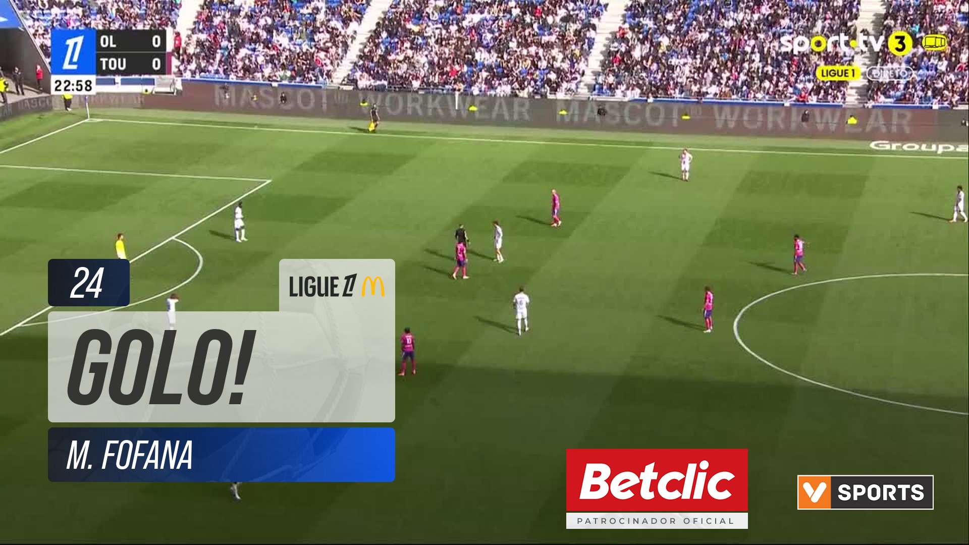 GOLO! Lyon, M. Fofana aos 24', Lyon 1-0 Toulouse