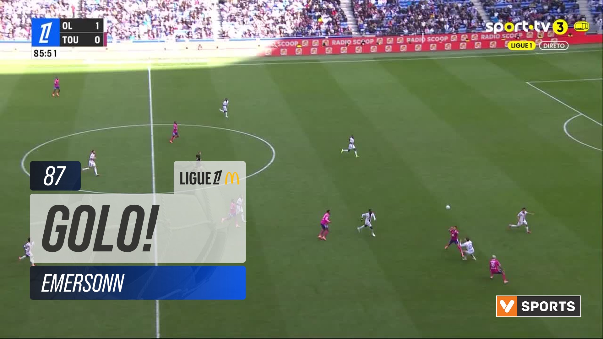 GOLO! Toulouse, Emersonn aos 87', Lyon 1-1 Toulouse