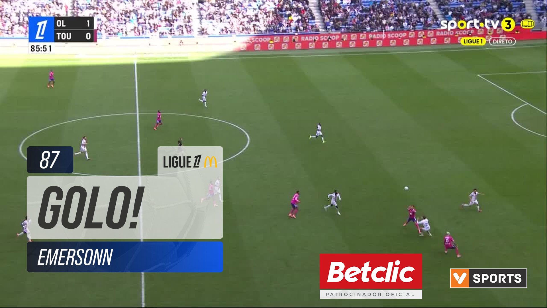 GOLO! Toulouse, Emersonn aos 87', Lyon 1-1 Toulouse