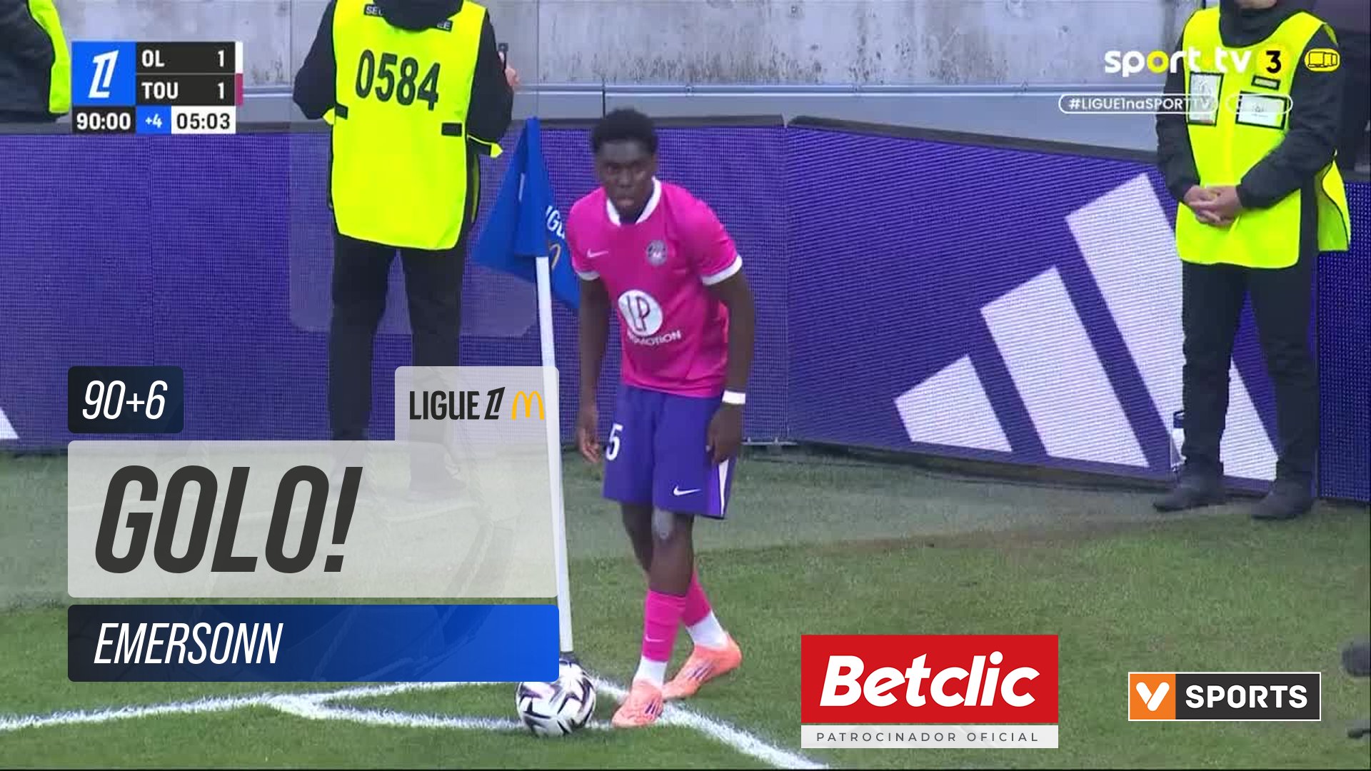 GOLO! Toulouse, Emersonn aos 90'+6', Lyon 1-2 Toulouse
