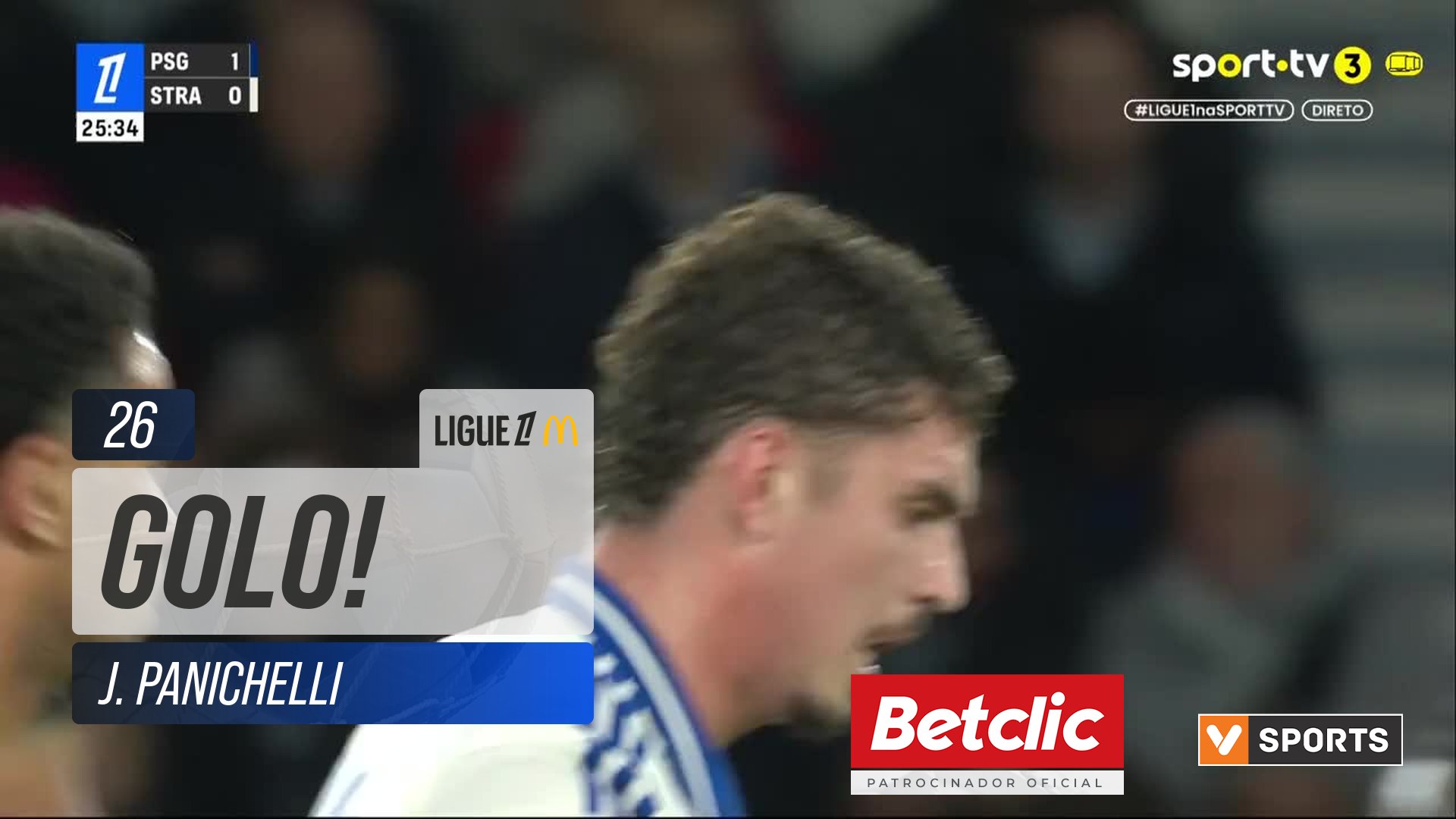 GOLO! Strasbourg, J. Panichelli aos 26', PSG 1-1 Strasbourg