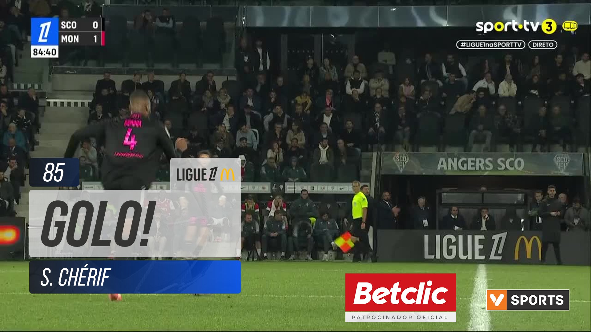 GOLO! Angers, S. Chérif aos 85', Angers 1-1 Monaco