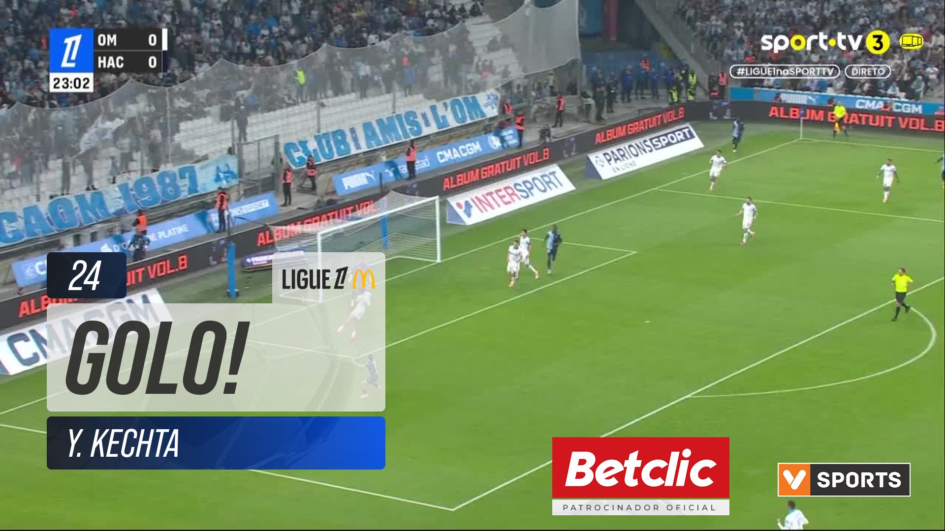 GOLO! Le Havre, Y. Kechta aos 24', Marselha 0-1 Le Havre
