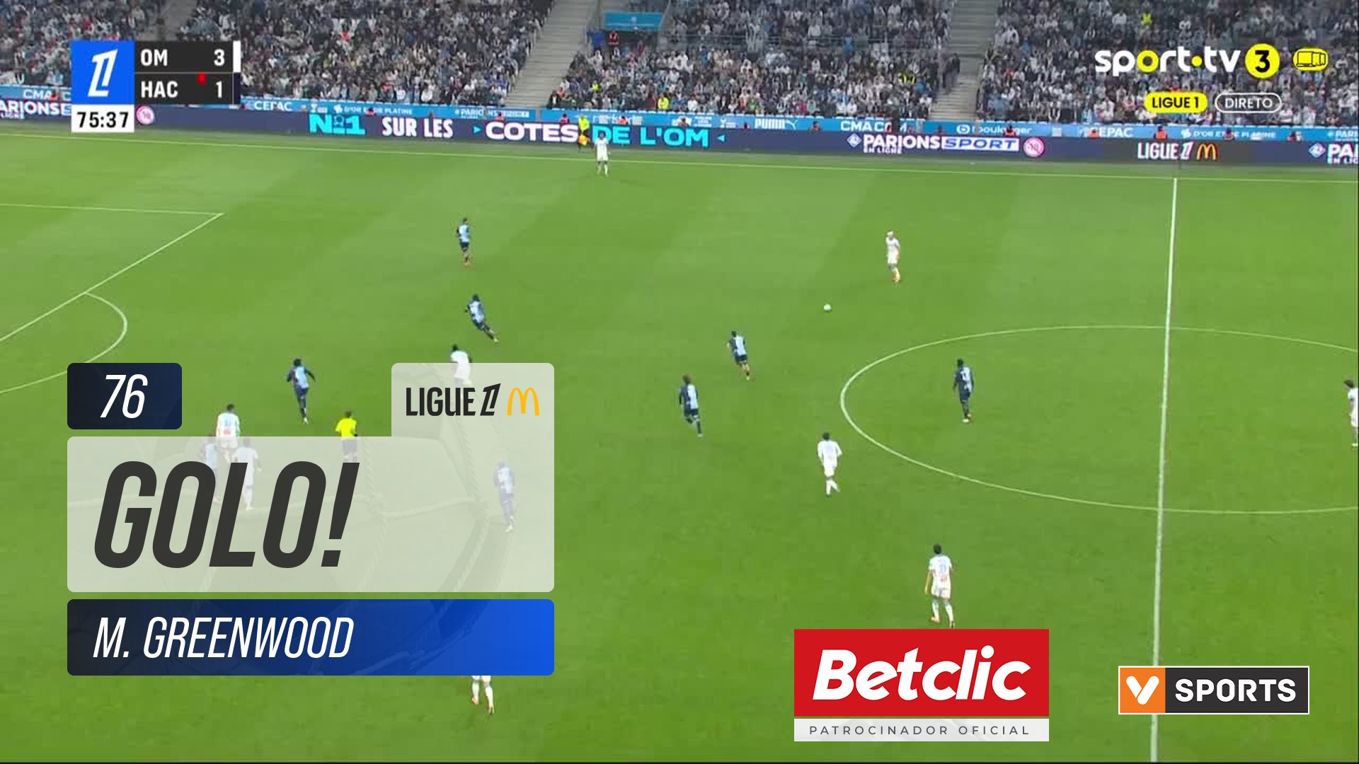 GOLO! Marselha, M. Greenwood aos 76', Marselha 4-1 Le Havre