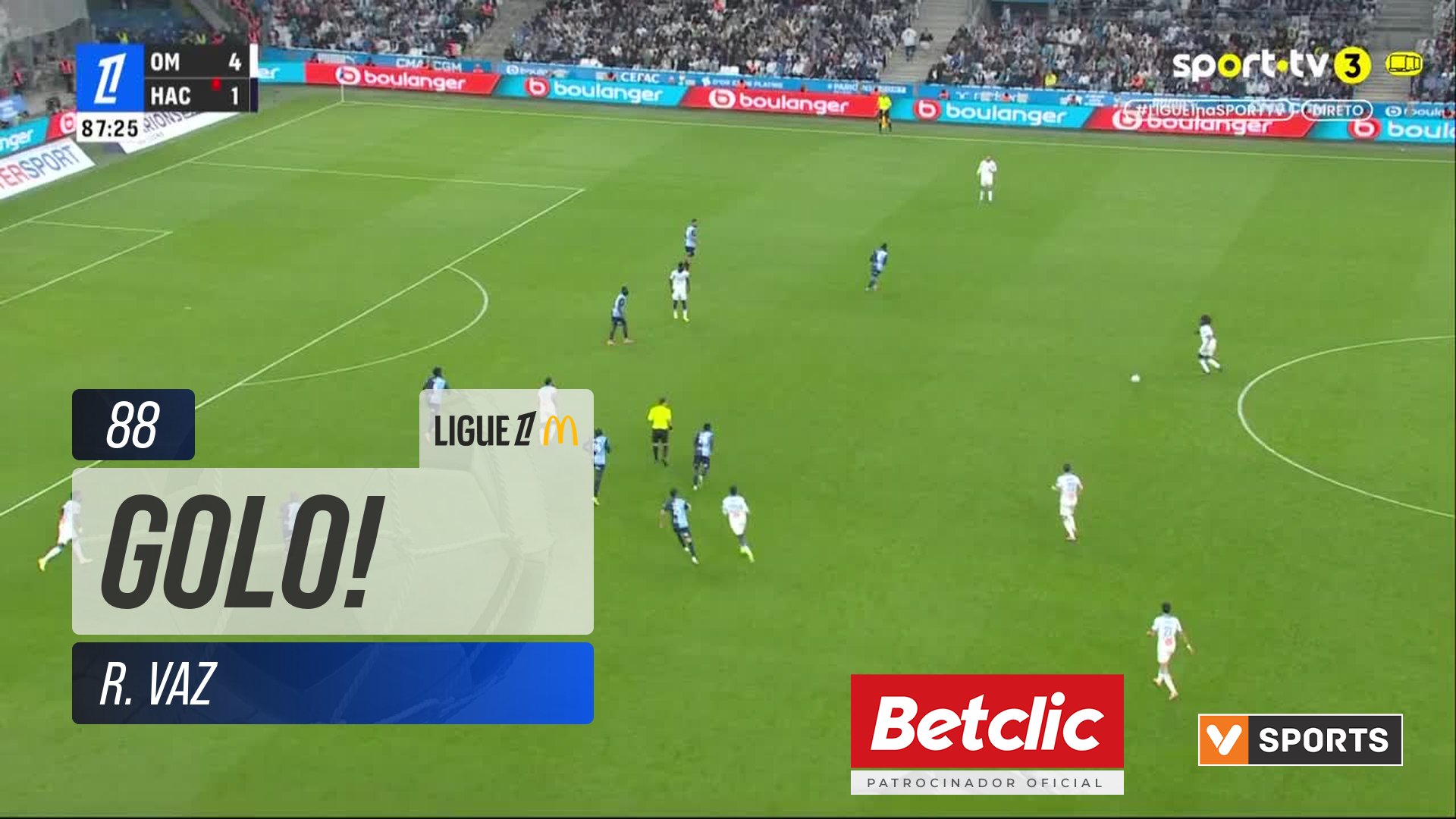 GOLO! Marselha, R. Vaz aos 88', Marselha 5-1 Le Havre