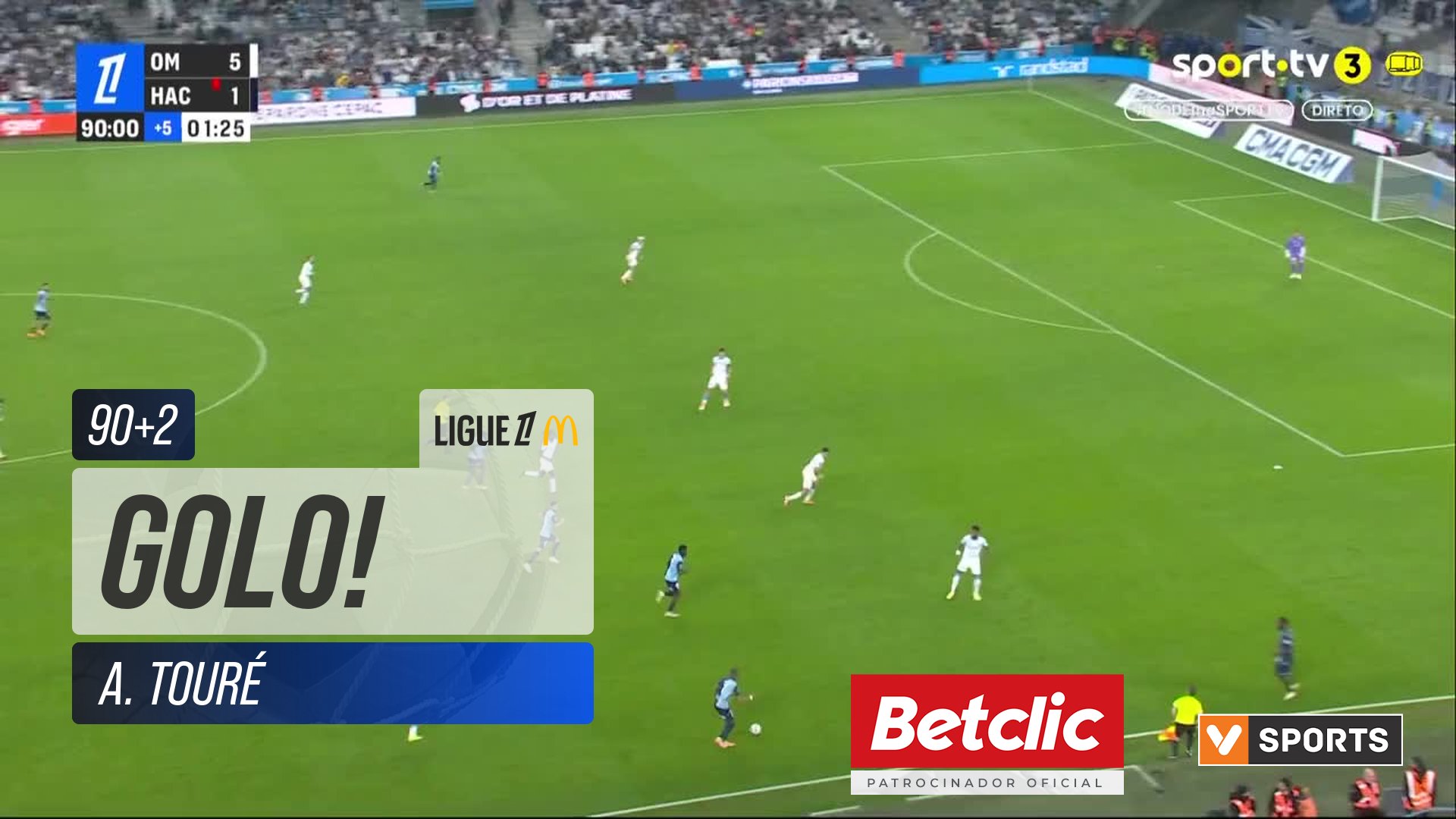 GOLO! Le Havre, A. Touré aos 90'+2', Marselha 5-2 Le Havre