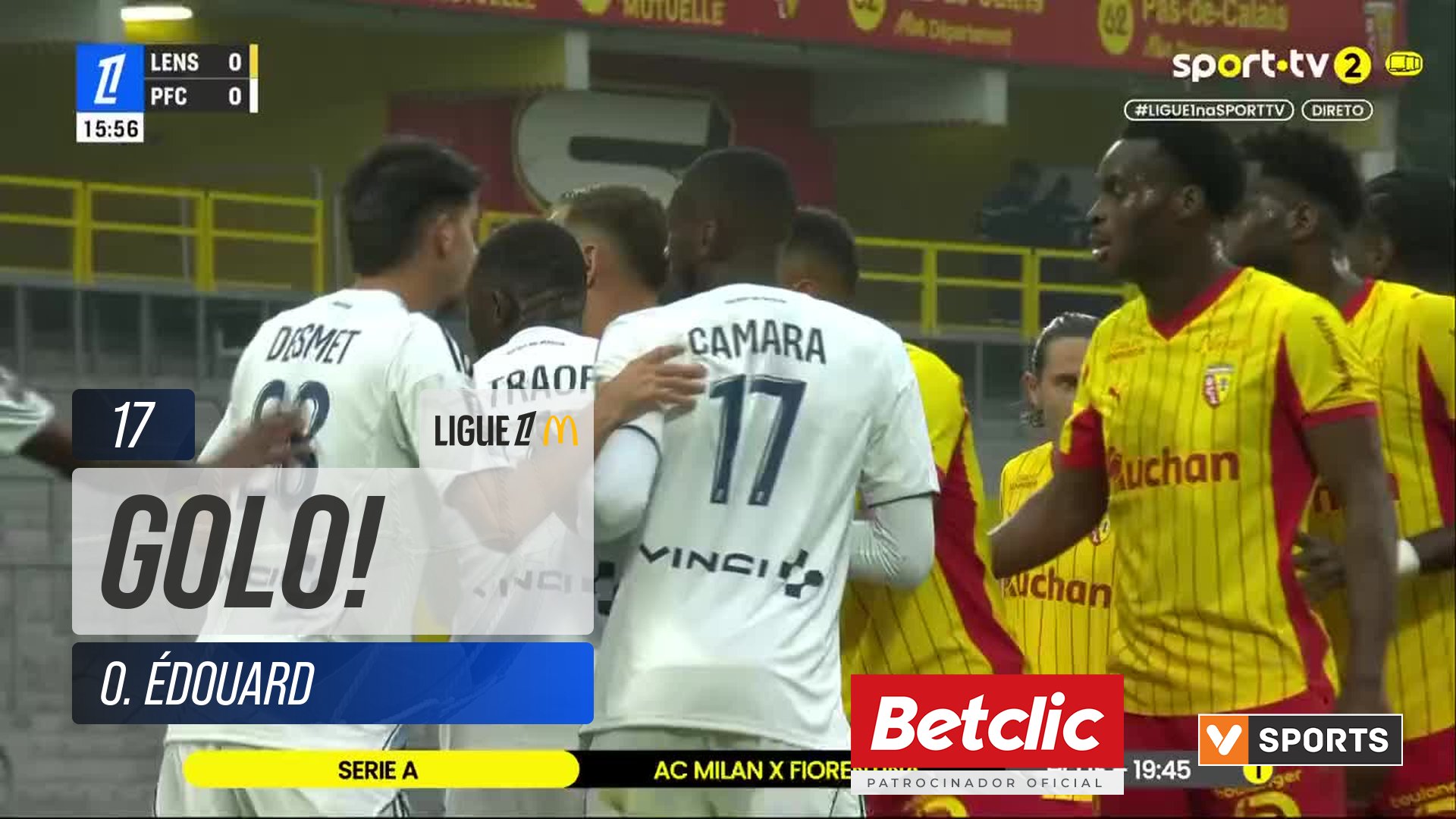 GOLO! Lens, O. Édouard aos 17', Lens 1-0 Paris FC
