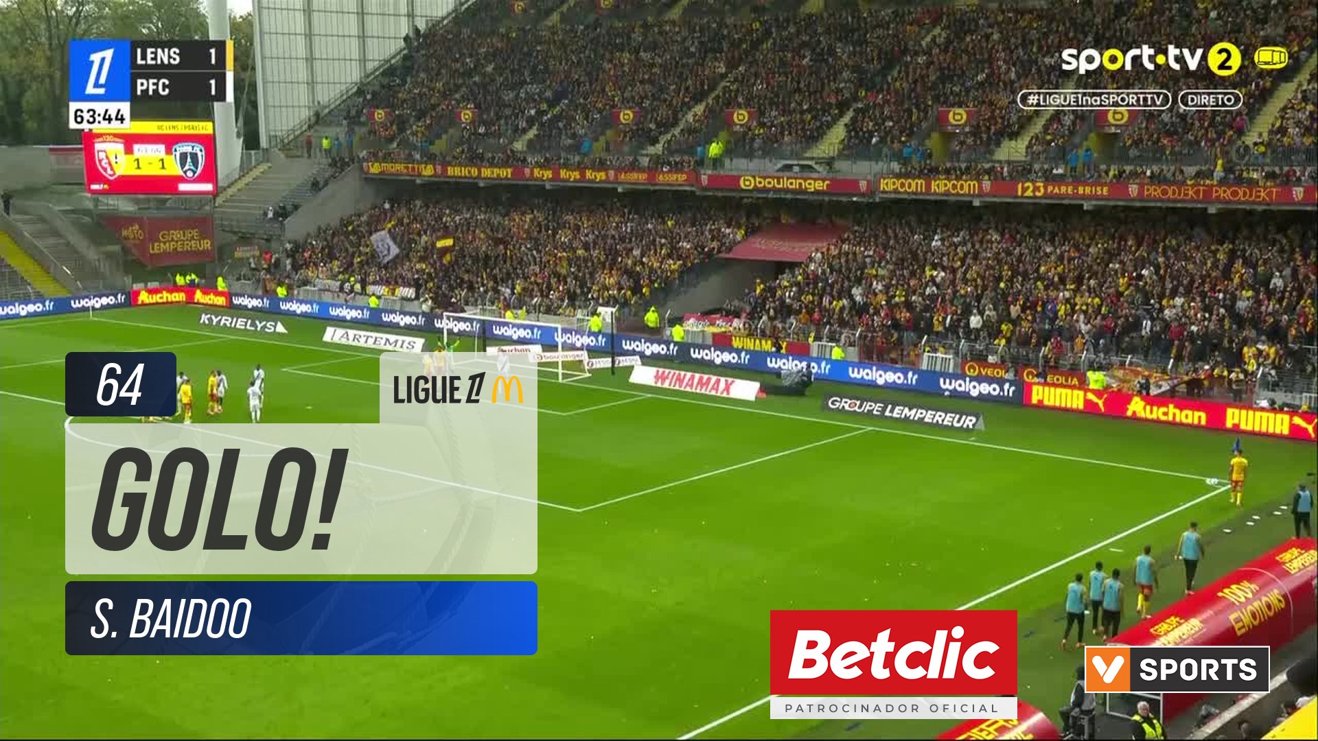 GOLO! Lens, S. Baidoo aos 64', Lens 2-1 Paris FC