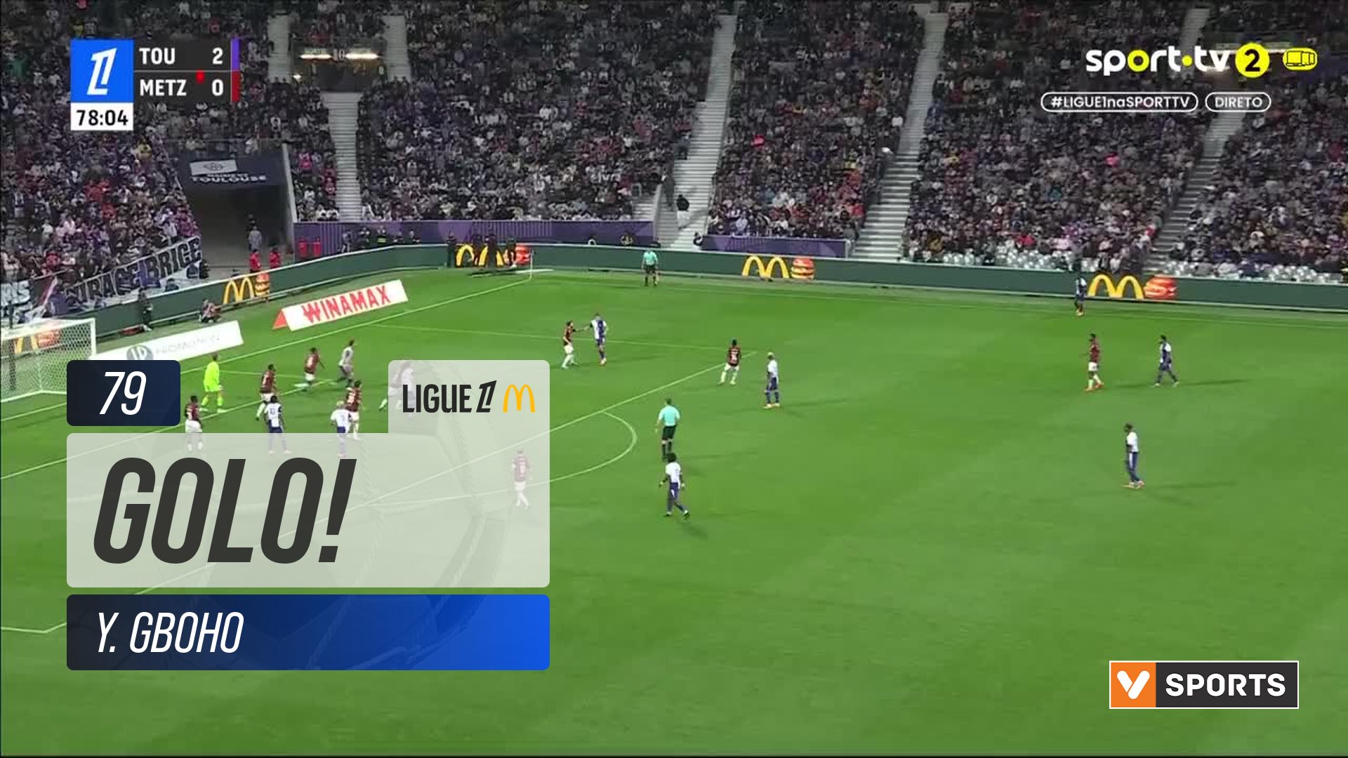 GOLO! Toulouse, Y. Gboho aos 79', Toulouse 3-0 Metz