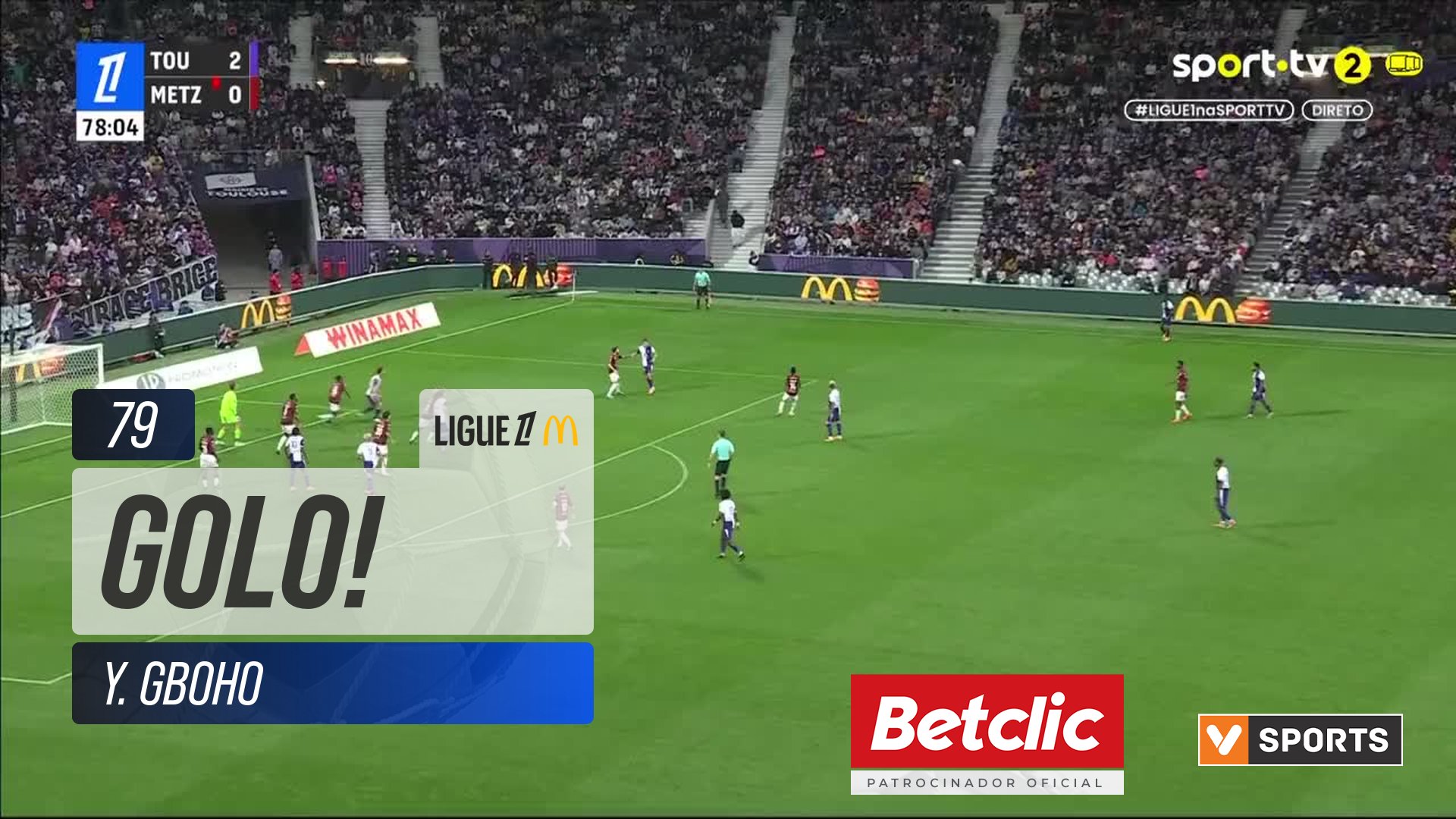 GOLO! Toulouse, Y. Gboho aos 79', Toulouse 3-0 Metz