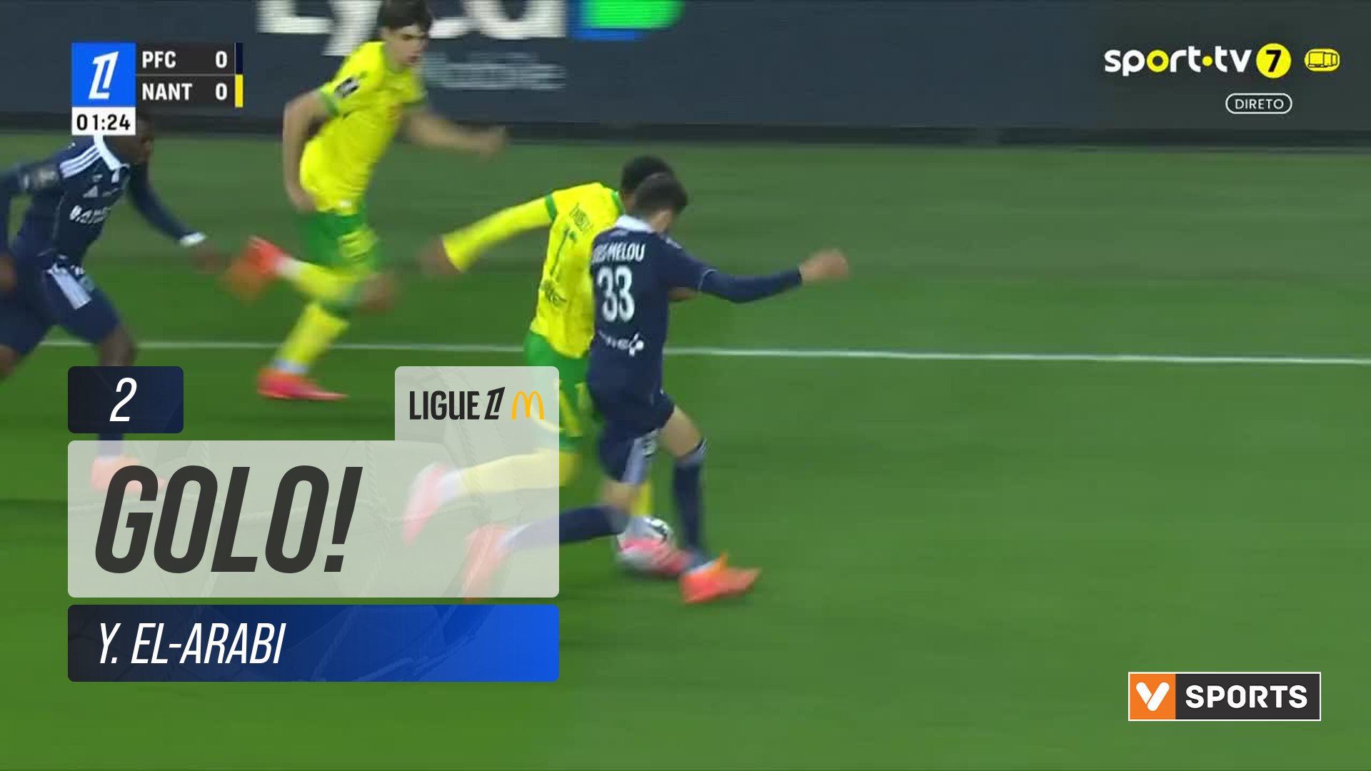 GOLO! Nantes, Y. El-Arabi aos 2', Paris FC 0-1 Nantes