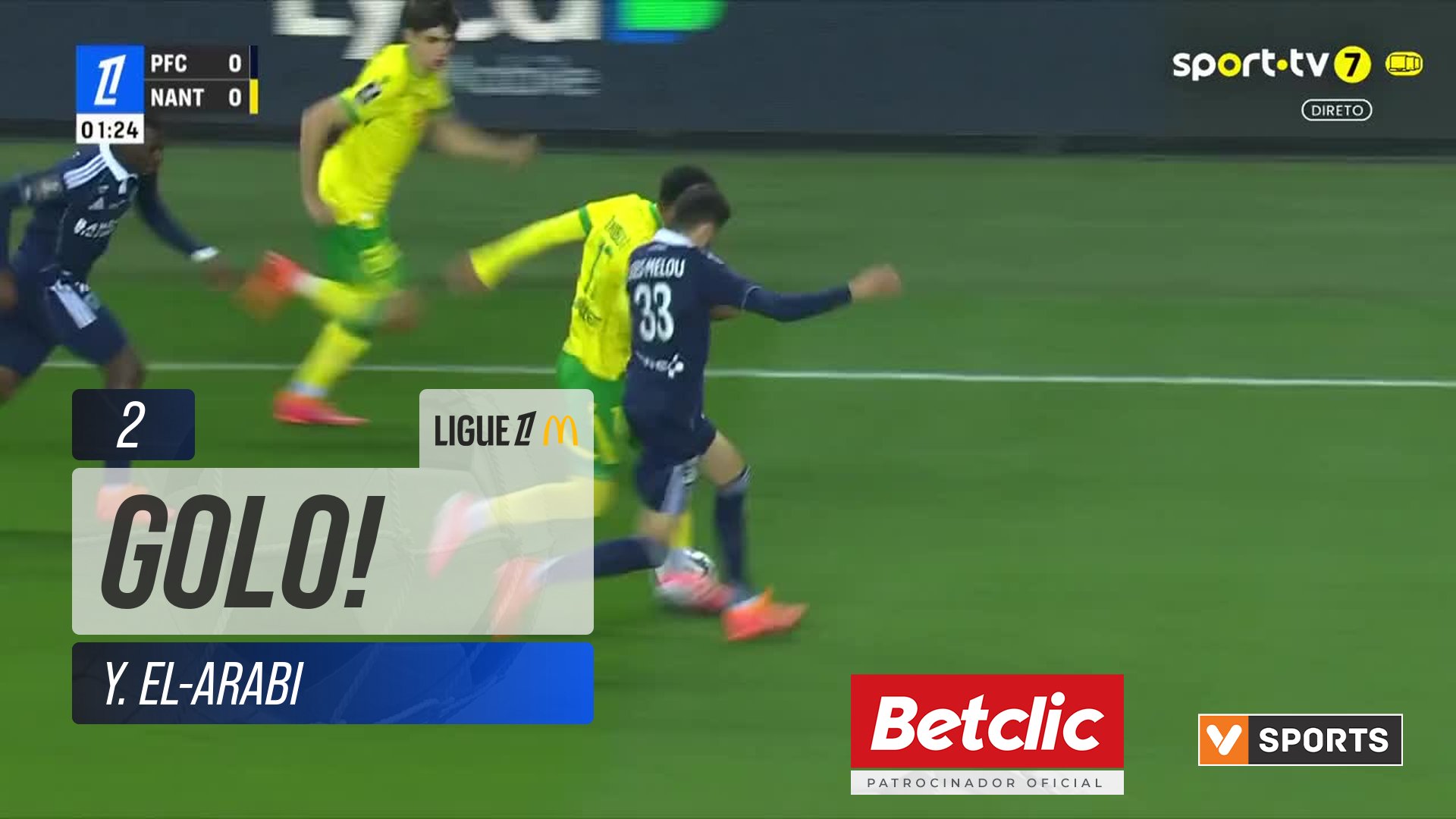 GOLO! Nantes, Y. El-Arabi aos 2', Paris FC 0-1 Nantes