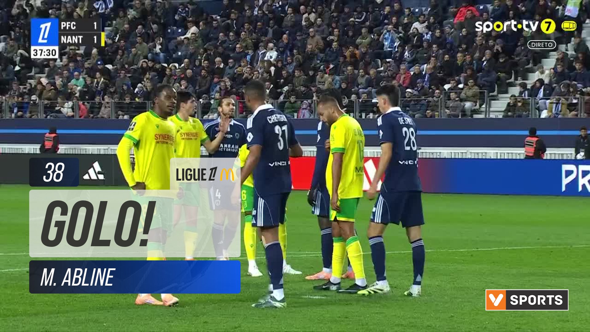 GOLO! Nantes, M. Abline aos 38', Paris FC 1-2 Nantes