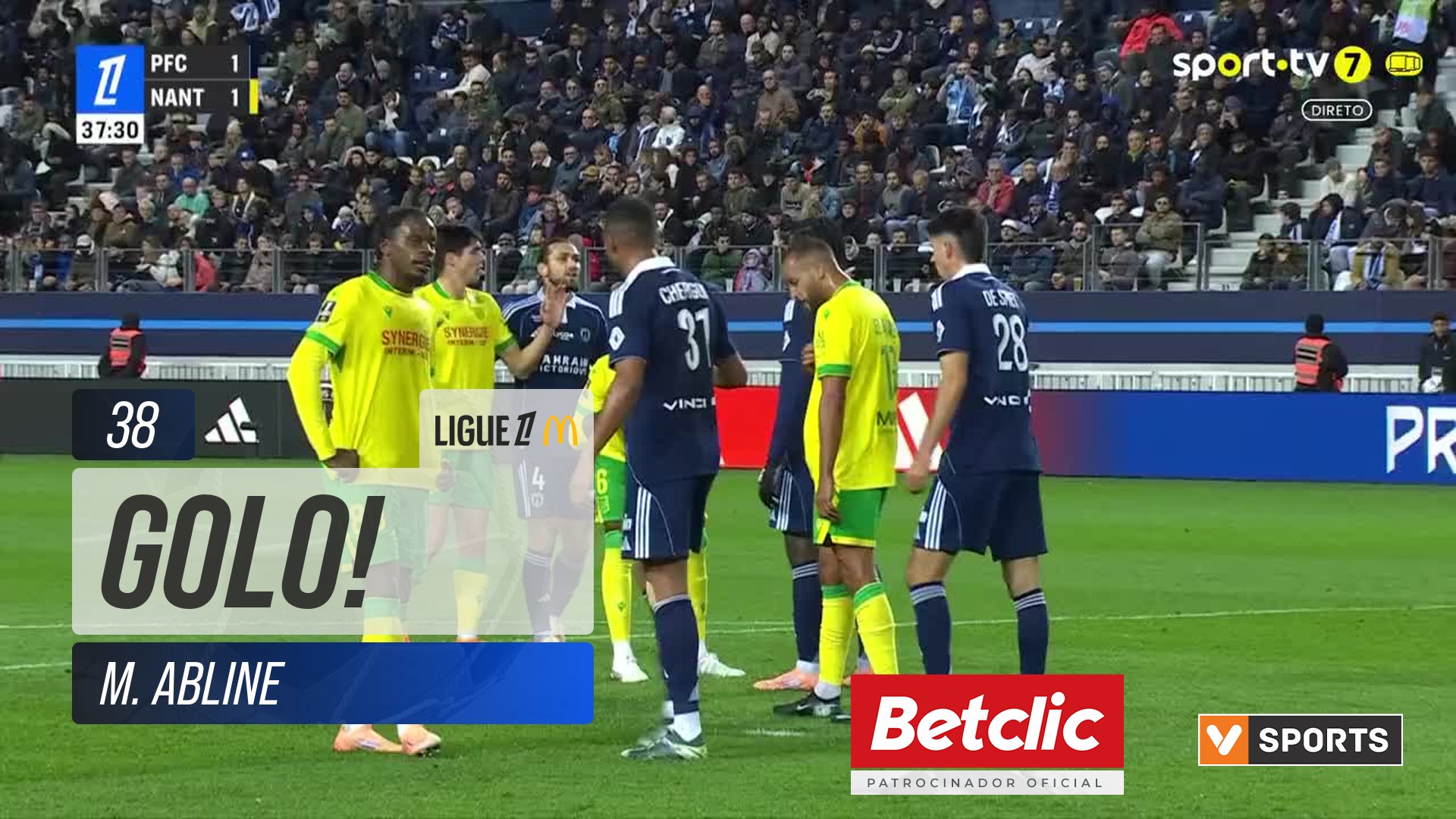 GOLO! Nantes, M. Abline aos 38', Paris FC 1-2 Nantes