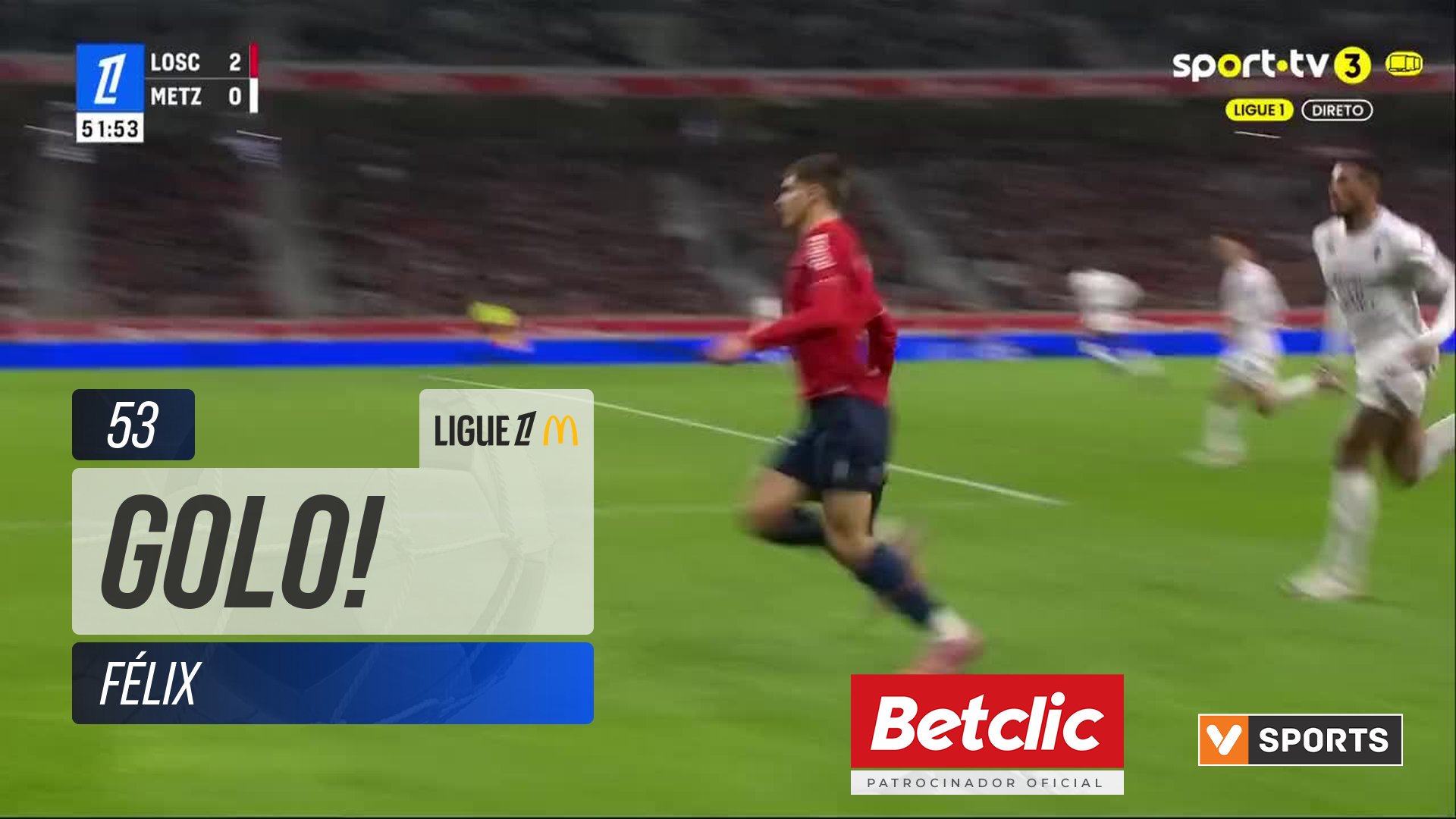 GOLO! Lille, Félix aos 53', Lille 3-0 Metz