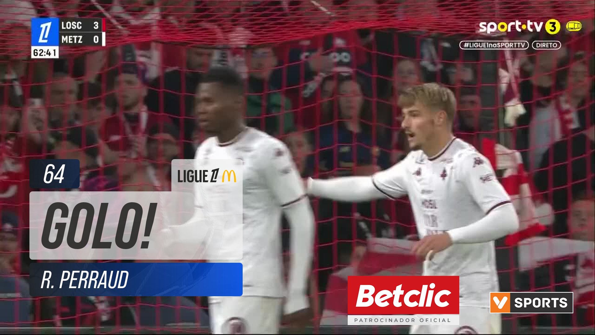 GOLO! Lille, R. Perraud aos 64', Lille 4-0 Metz