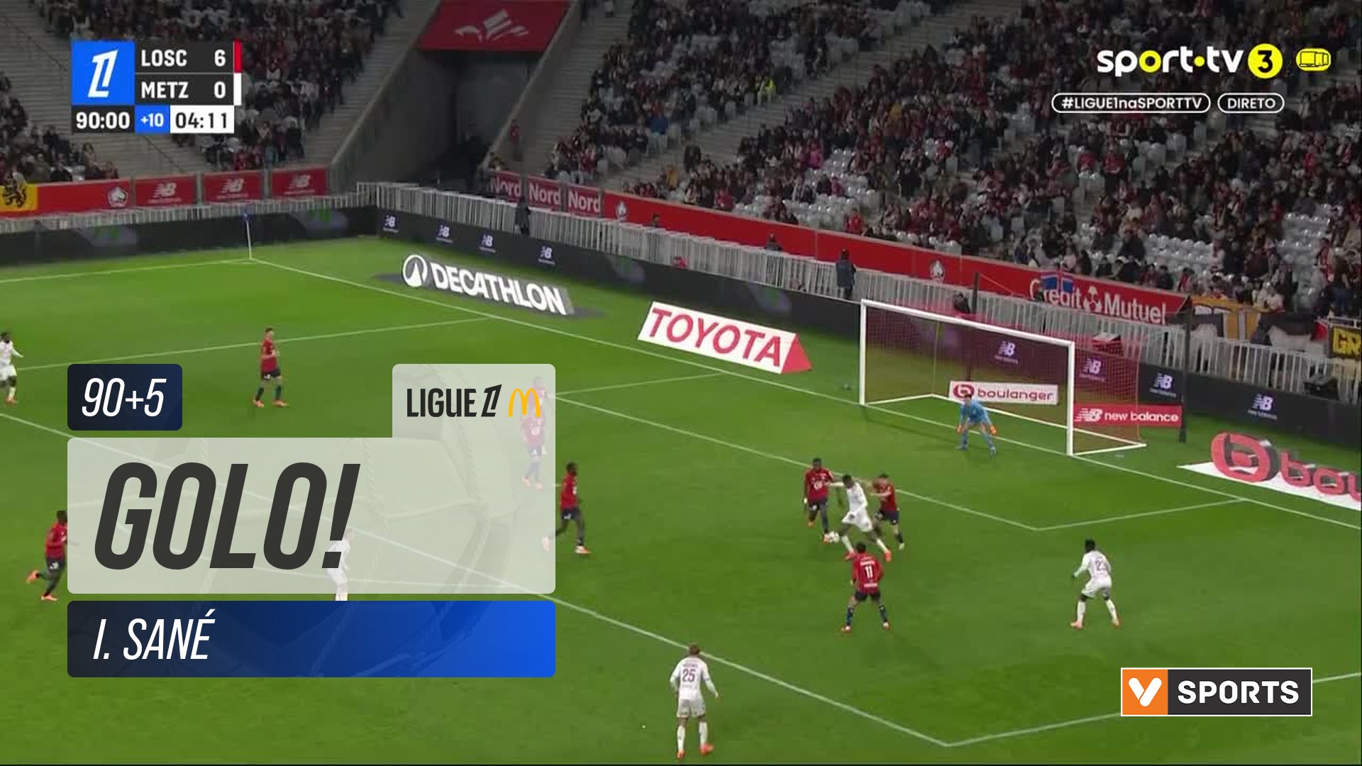 GOLO! Metz, I. Sané aos 90'+5', Lille 6-1 Metz