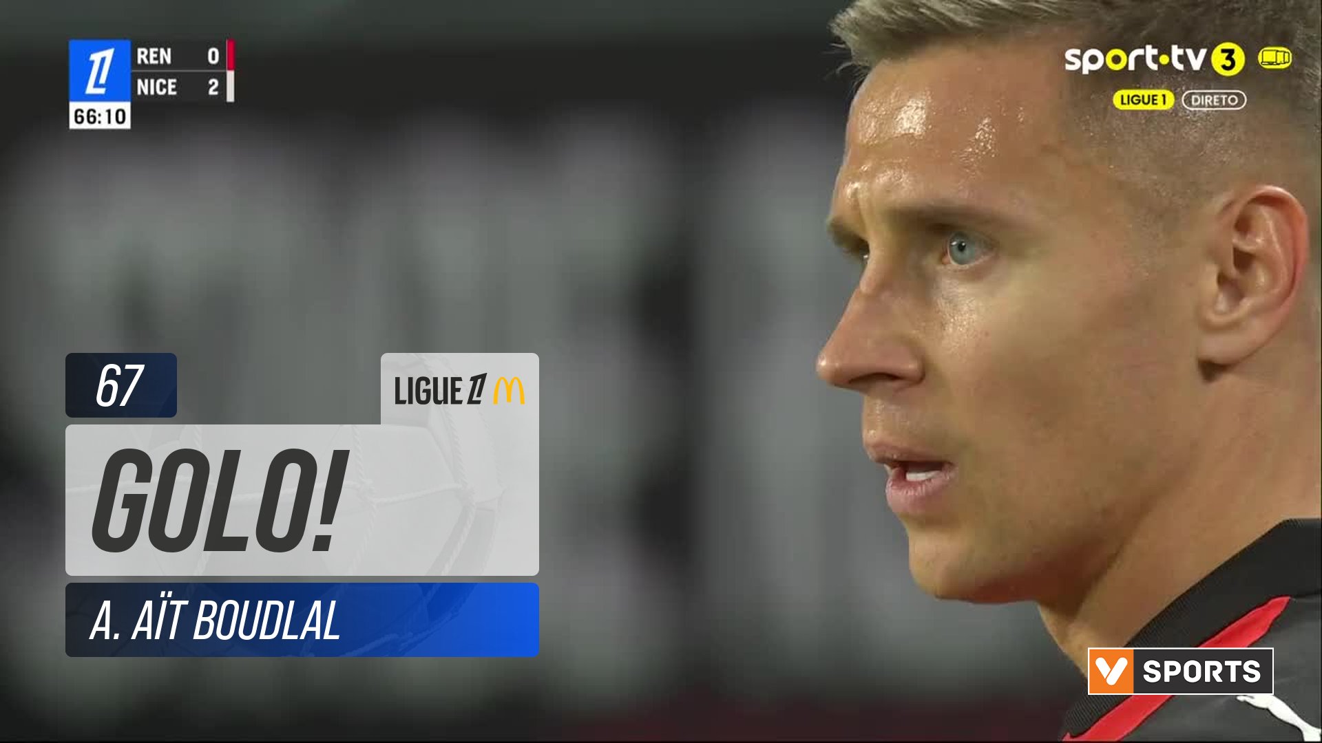 GOLO! Rennes, A. Aït Boudlal aos 67', Rennes 1-2 Nice