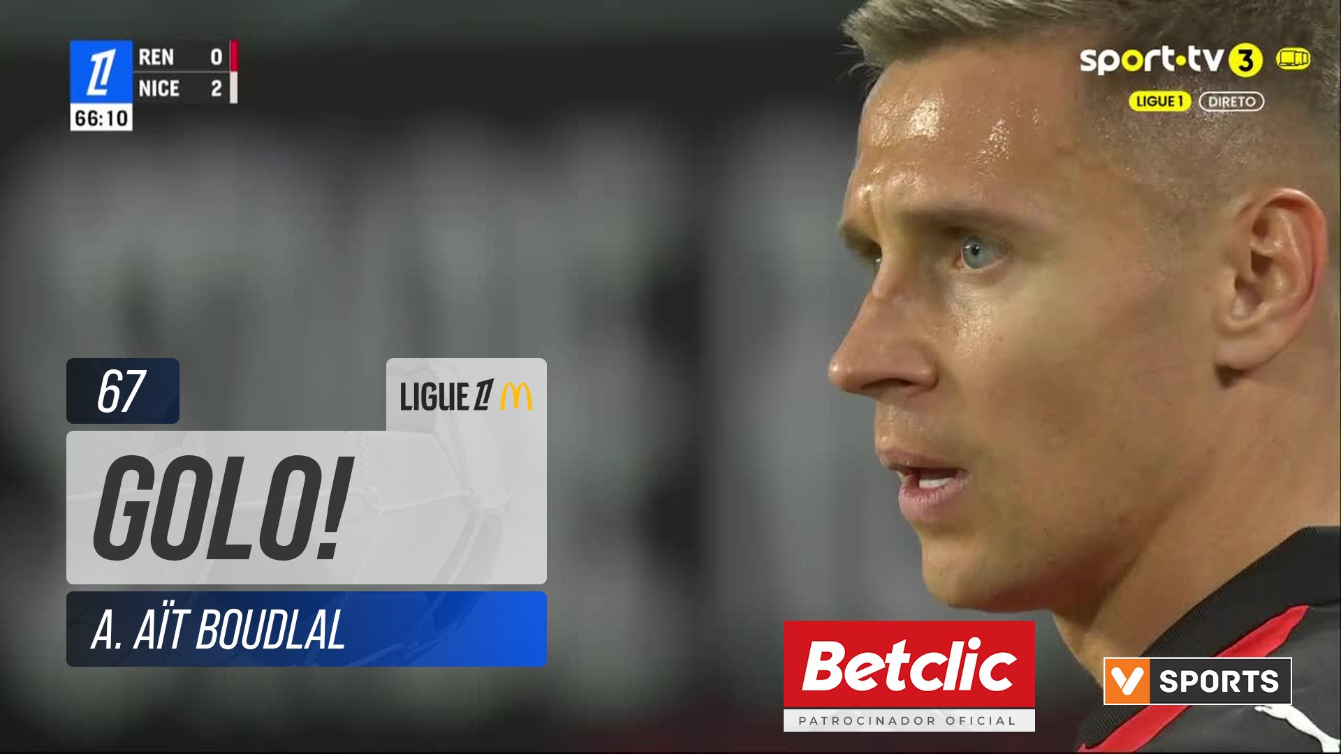 GOLO! Rennes, A. Aït Boudlal aos 67', Rennes 1-2 Nice