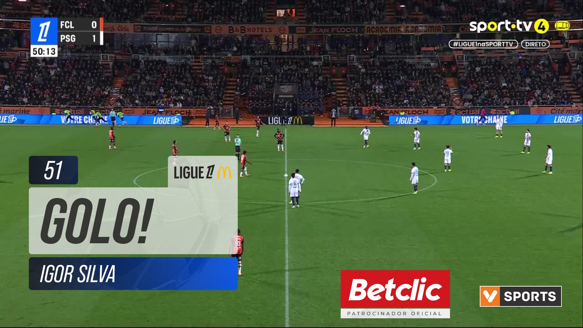 GOLO! Lorient, Igor Silva aos 51', Lorient 1-1 PSG