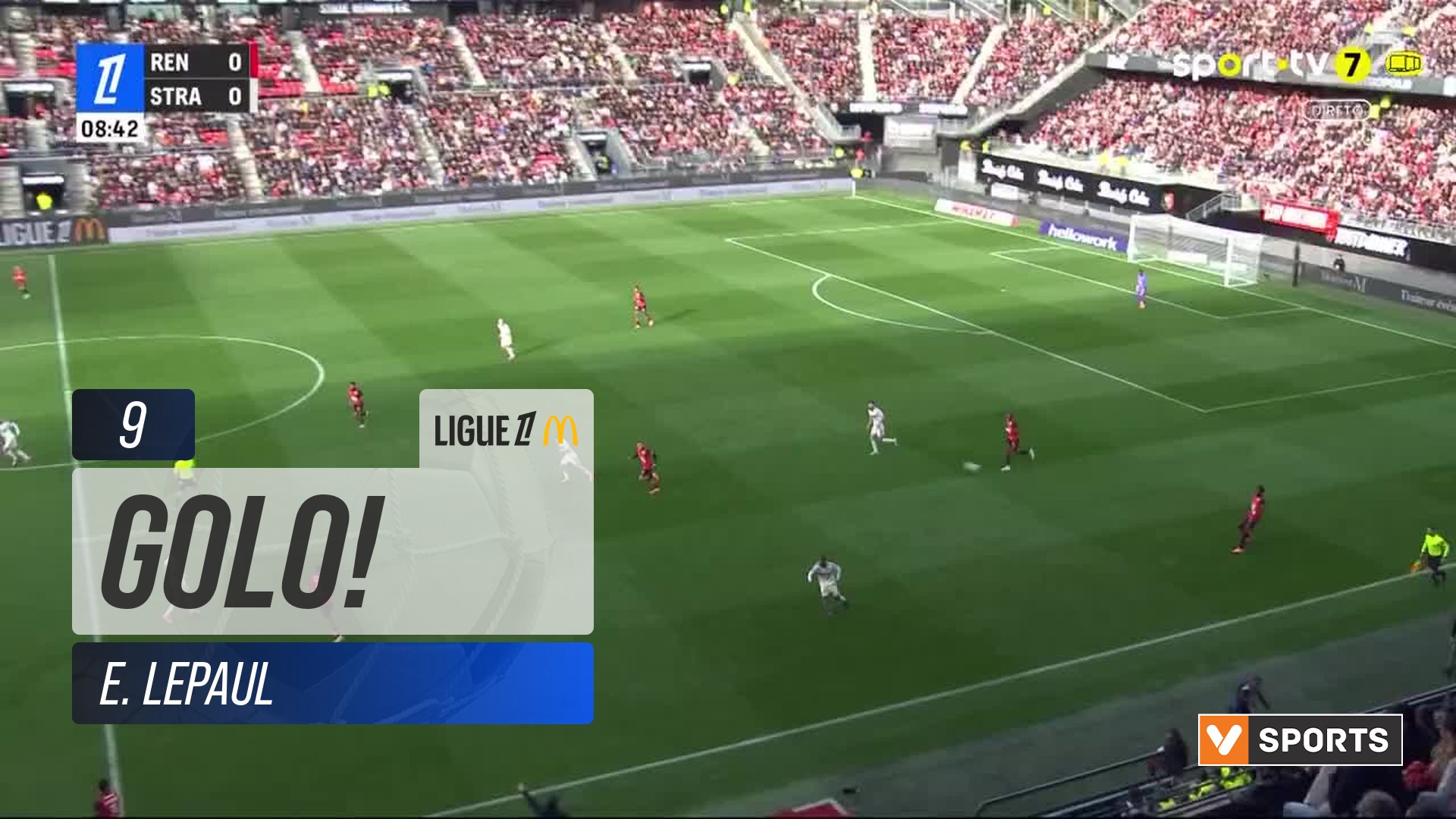 GOLO! Rennes, E. Lepaul aos 9', Rennes 1-0 Strasbourg