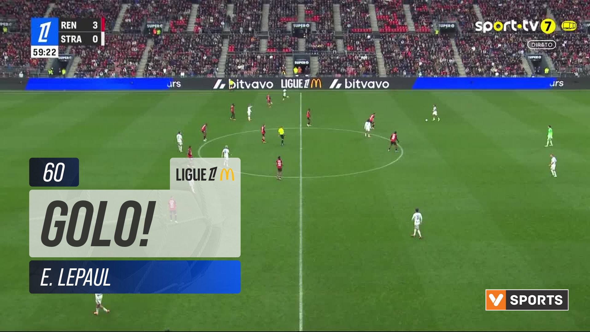 GOLO! Rennes, E. Lepaul aos 60', Rennes 4-0 Strasbourg