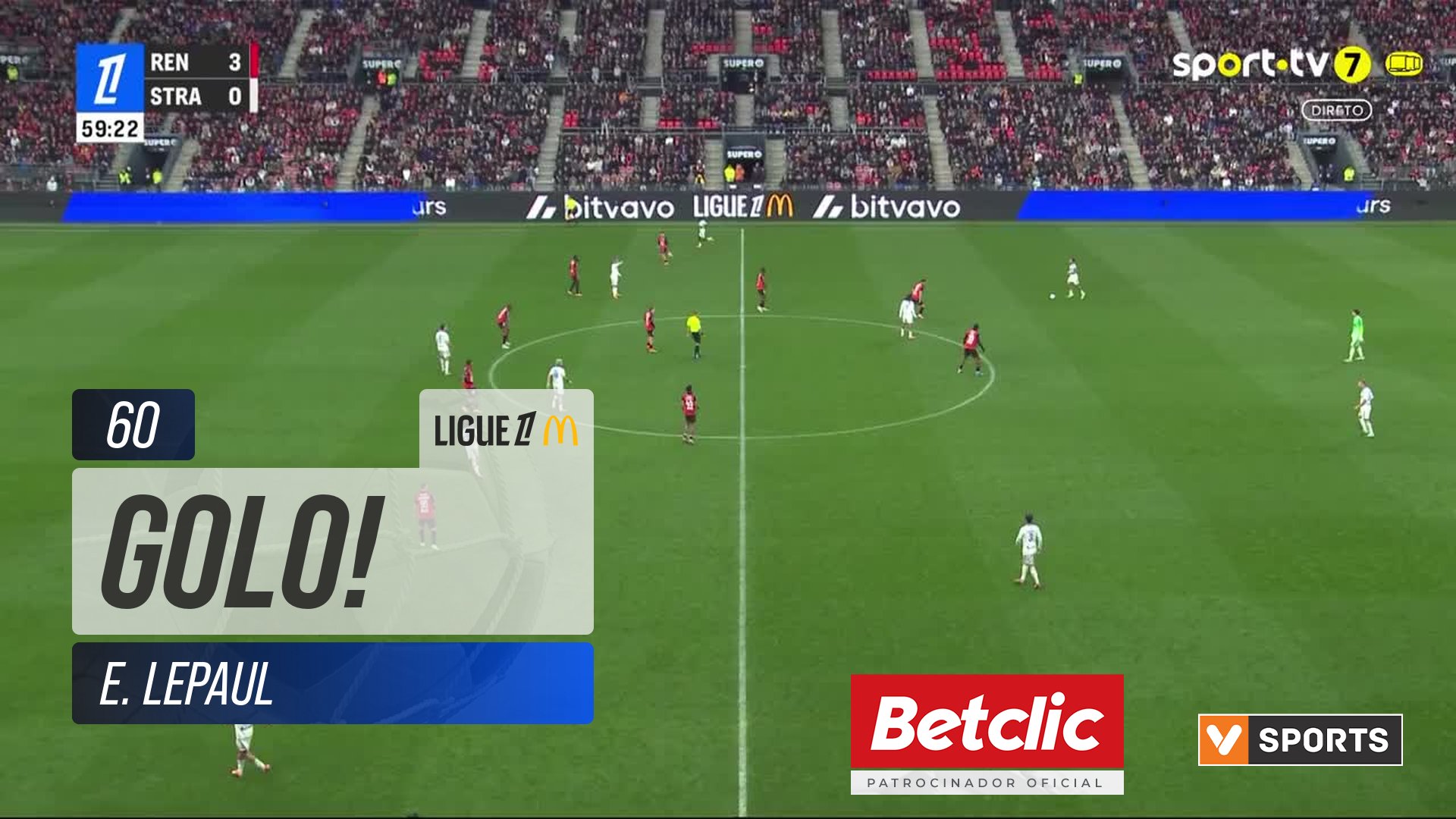 GOLO! Rennes, E. Lepaul aos 60', Rennes 4-0 Strasbourg