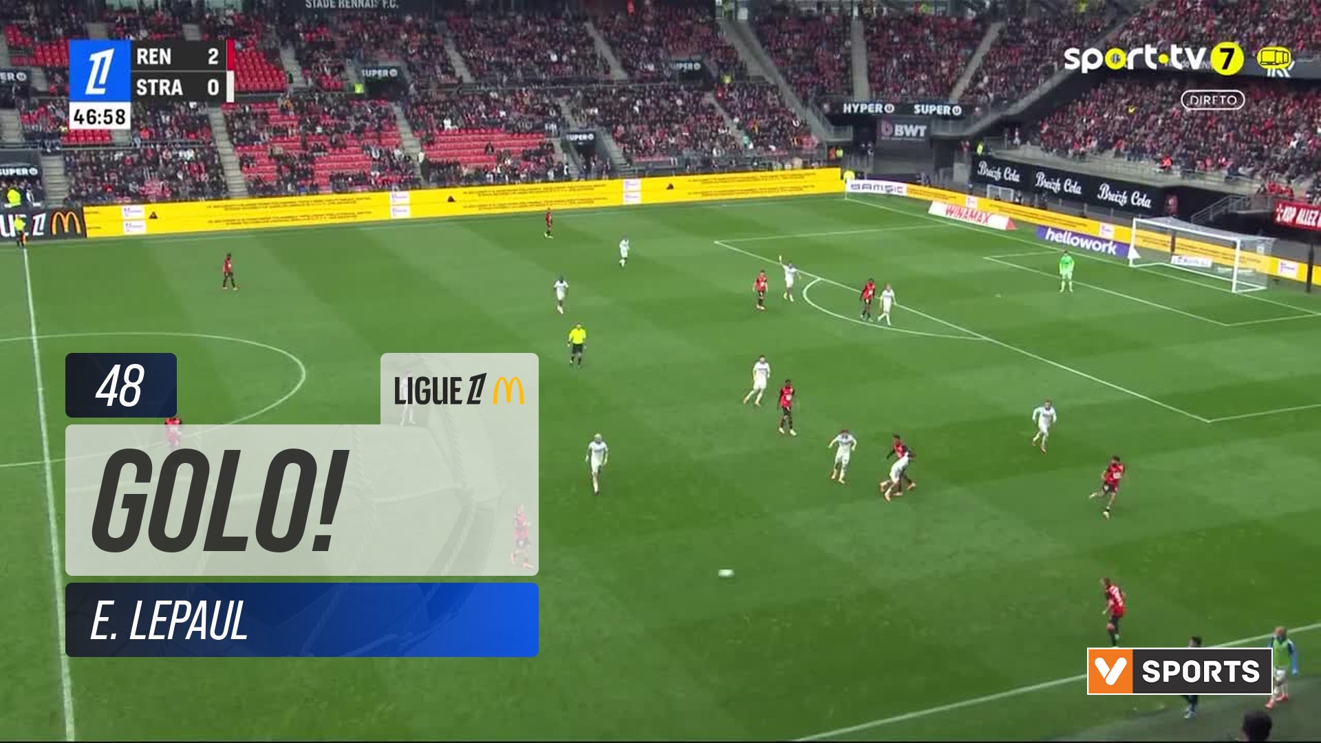 GOLO! Rennes, E. Lepaul aos 48', Rennes 3-0 Strasbourg