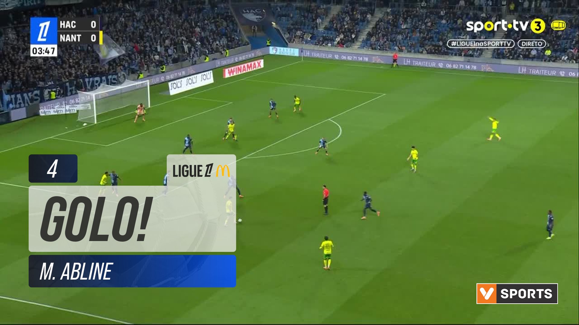 GOLO! Nantes, M. Abline aos 4', Le Havre 0-1 Nantes